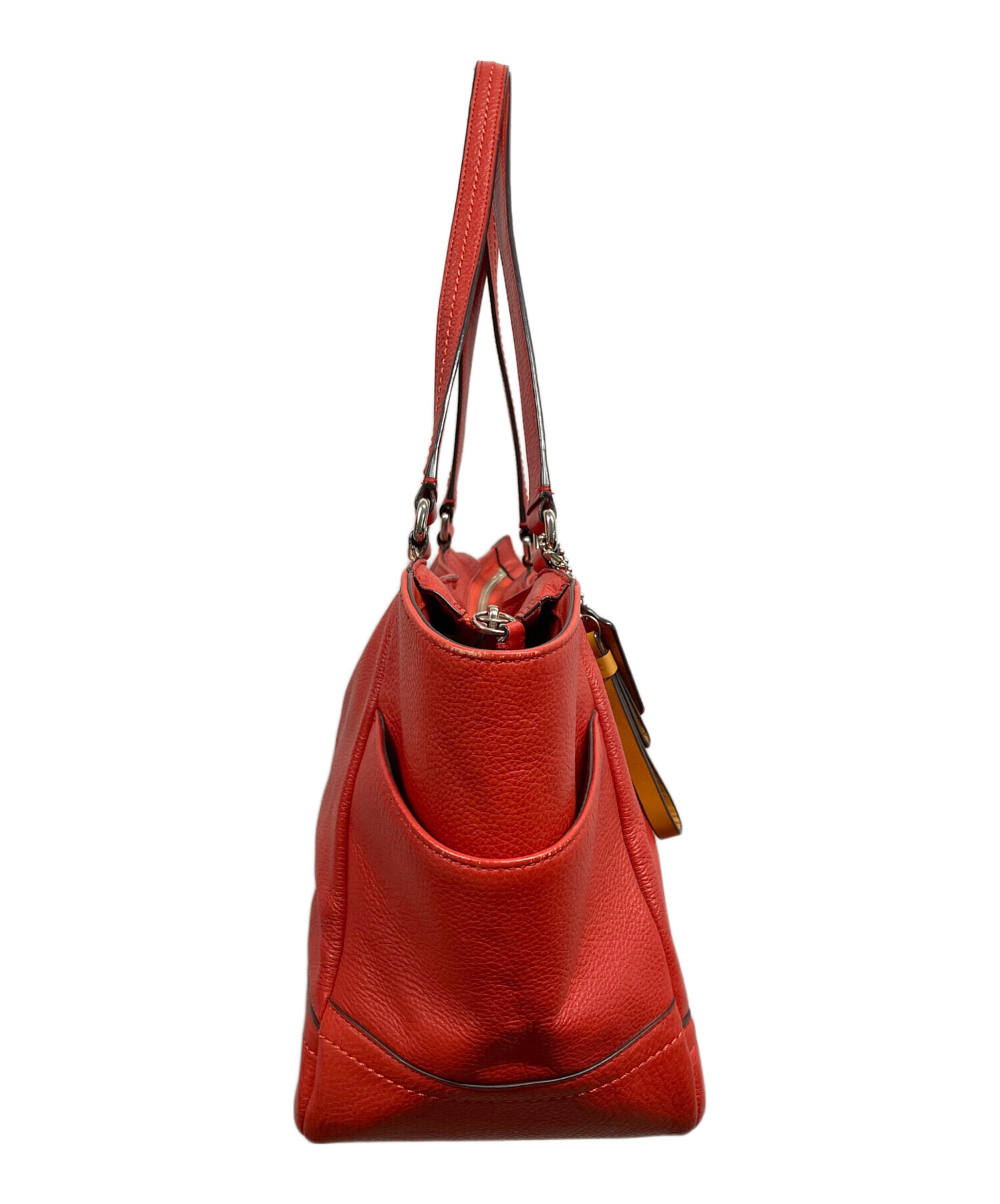 COACH ハンドバッグ 中古・古着通販】COACH (コーチ) レザートートバッグ レッド｜ブランド