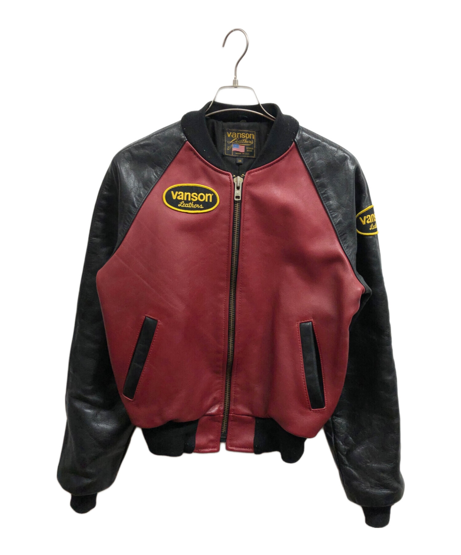 vanson  レザージャケット tjv 34 中古・古着通販】VANSON (バンソン) レザージャケット ブラック サイズ