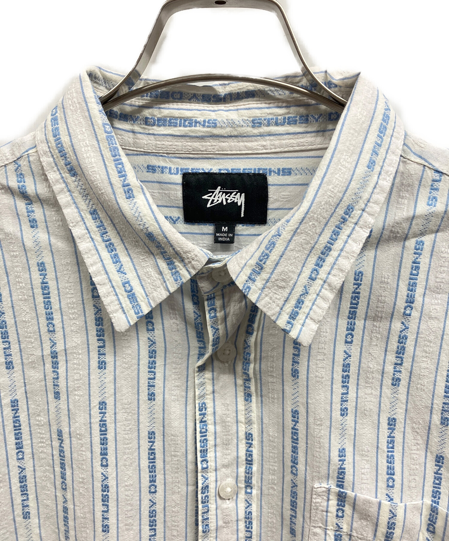 Stussy ホワイトストライプ Mサイズ 中古・古着通販】stussy (ステューシー) Jacquard Logo Stripe／stussy