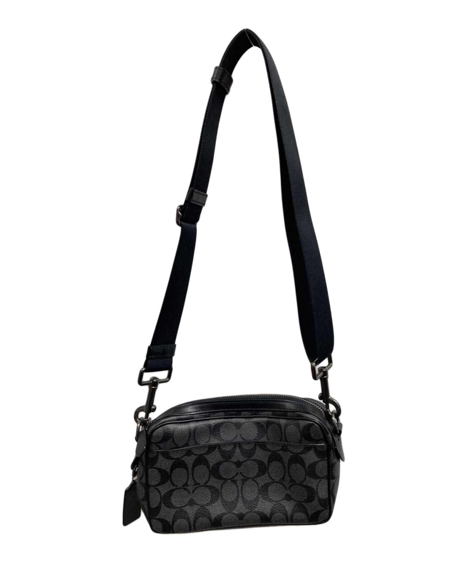 COACH F50715 グラハム シグネチャークロスボディーバッグ　ショルダー 中古・古着通販】COACH (コーチ) グラハム クロスボディ ブラック