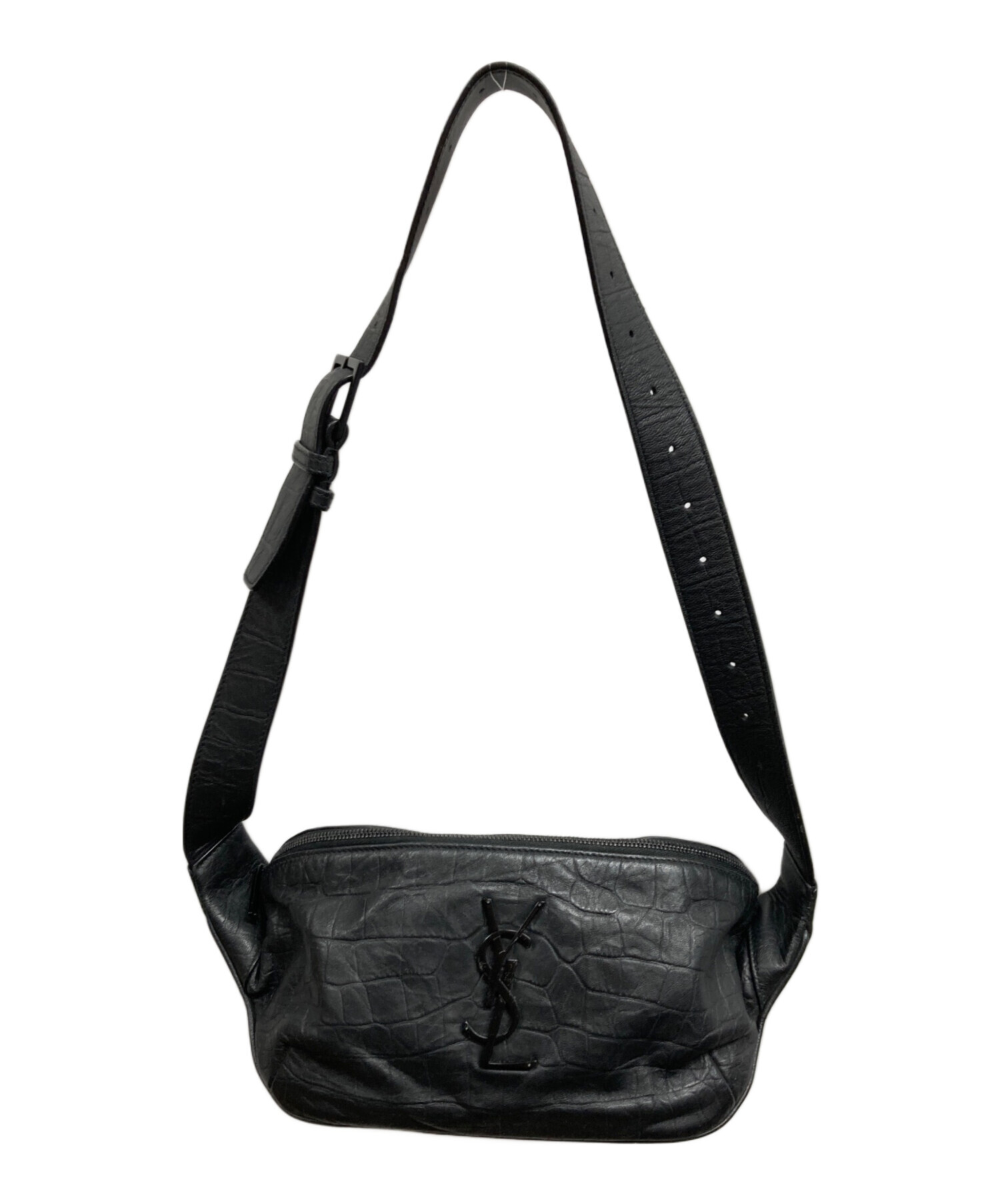 SAINT LAURENT PARIS レザー ボディバッグ ブラック 中古・古着通販】Saint Laurent Paris (サンローランパリ) ボディ