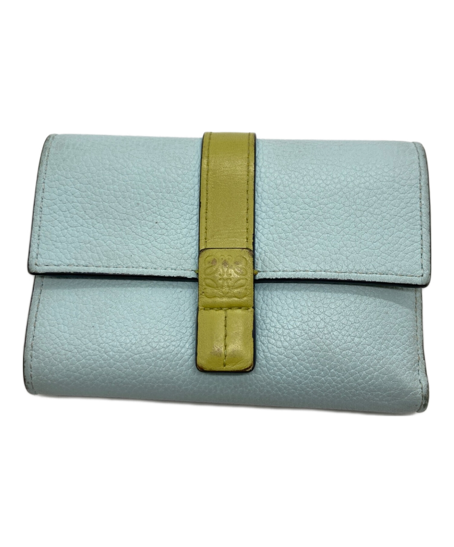 中古・古着通販】LOEWE (ロエベ) 3つ折り財布 ライトブルー・イエロー
