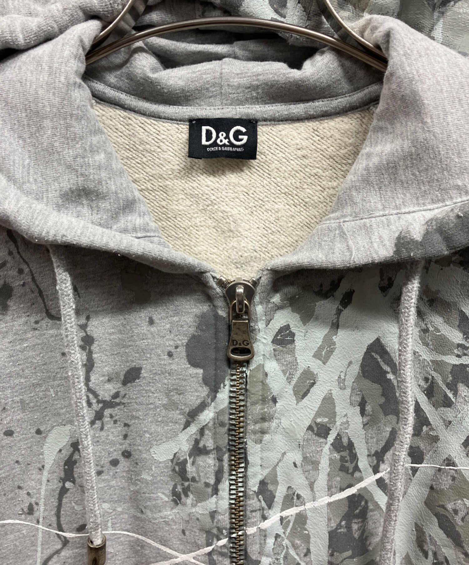 【希少】DOLCE & GABBANA グレー ジップパーカー archive 中古・古着通販】DOLCE & GABBANA (ドルチェ＆ガッバーナ) ペイント