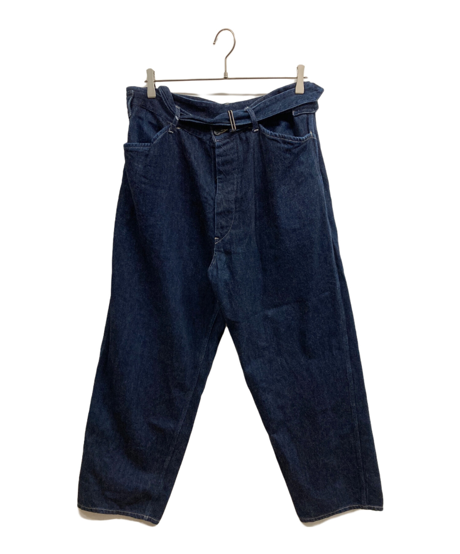 【NNNNssさま専属】コモリ　ベルテッドデニム　ネイビー　３　COMALI 中古・古着通販】COMOLI (コモリ) ベルテッドデニム/COMOLI ネイビー