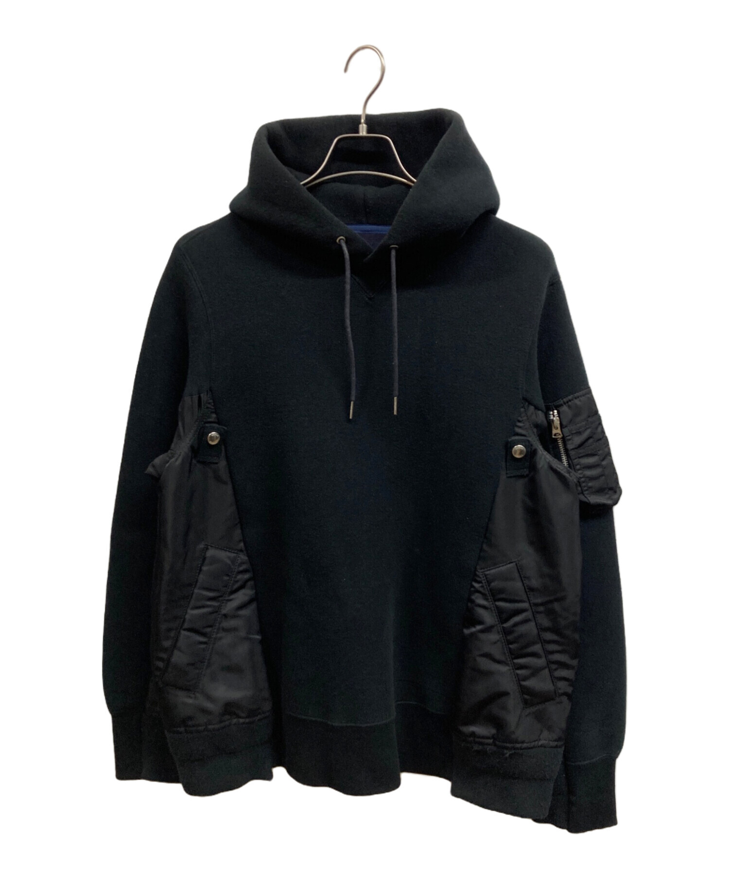 中古・古着通販】sacai (サカイ) Sponge Sweat x MA-1 Hoodie ブラック