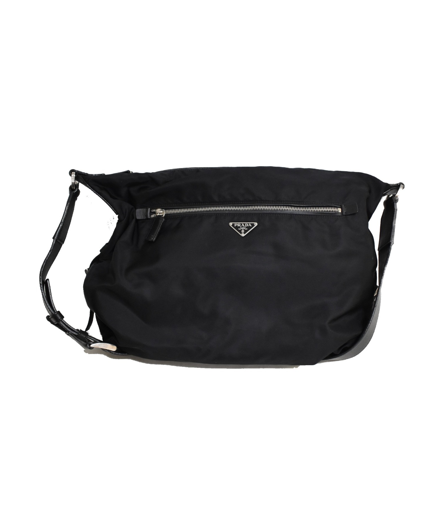 【近年モデル✨】プラダ ショルダーバッグ ロゴベルト テスートナイロン×レザー 中古・古着通販】PRADA (プラダ) レザーベルトショルダーバッグ