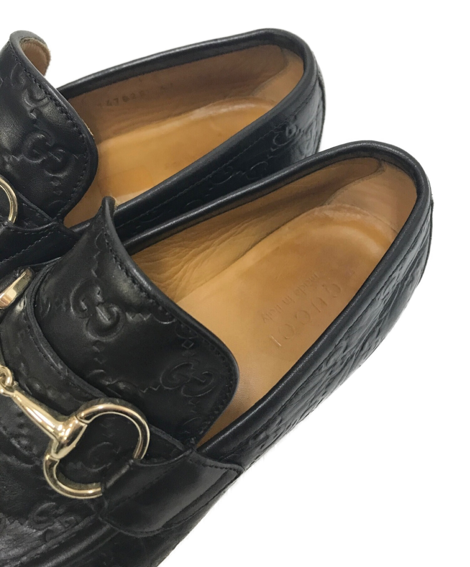 中古・古着通販】GUCCI (グッチ) GG柄ホースビットローファー ブラック