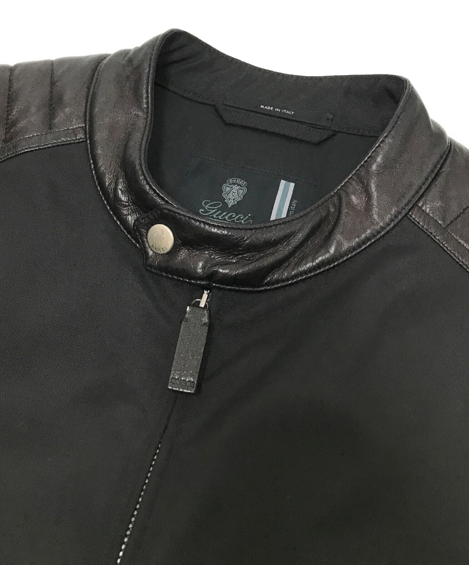 中古・古着通販】GUCCI (グッチ) レザー切替中綿ジャケット ブラック