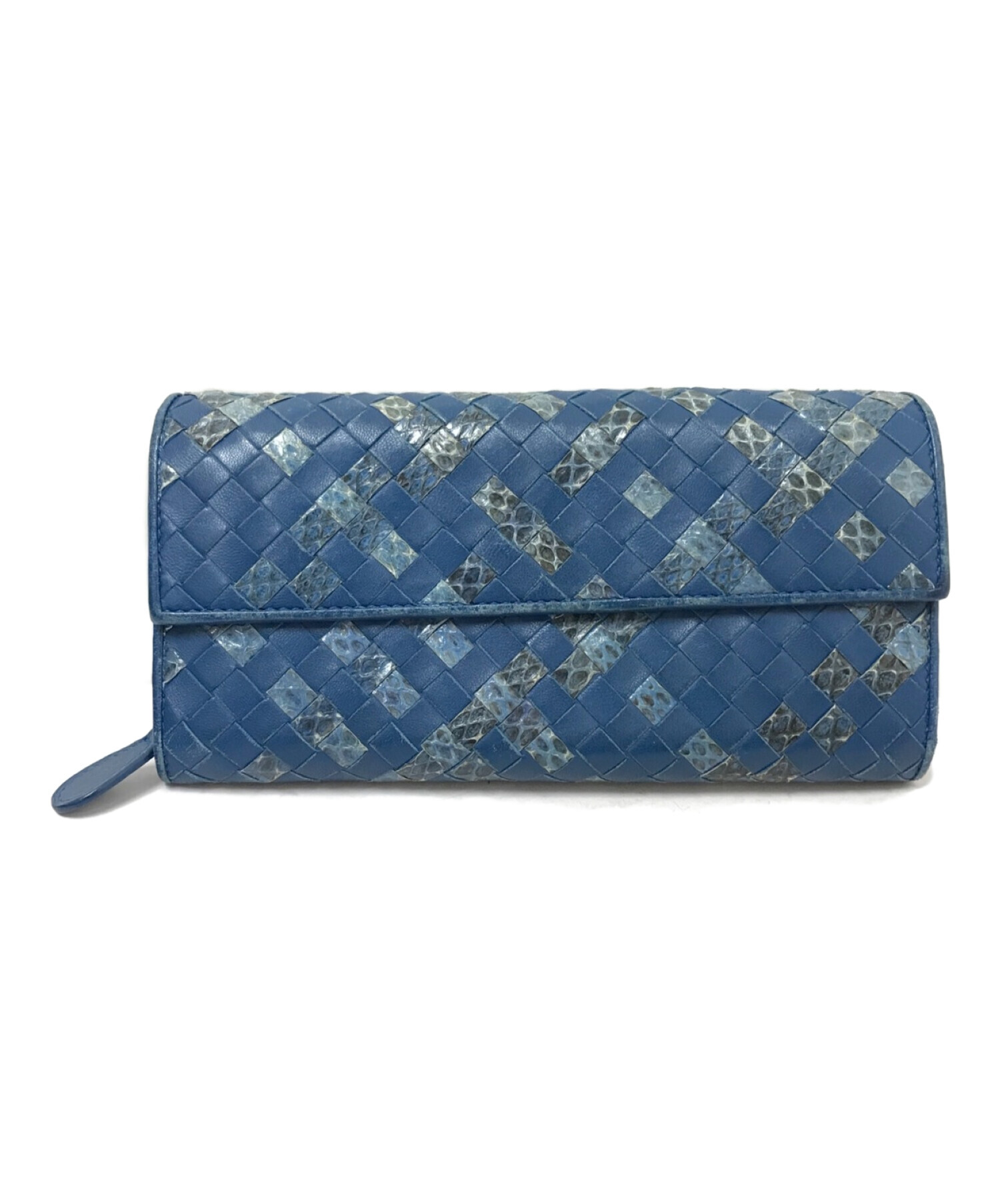 ピンク ファッション 【中古品】ボッテガヴェネタ 長財布 パイソン