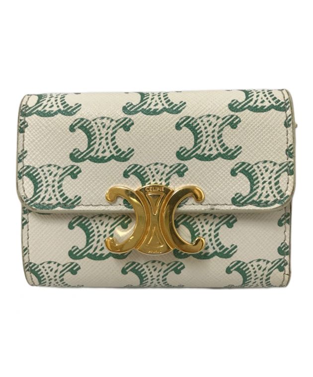 CELINE セリーヌ スモールトリフォールドウォレット　カーキ グリーン 財布 CELINE セリーヌ スモール トリフォールド 三つ折り 財布 コンパクト