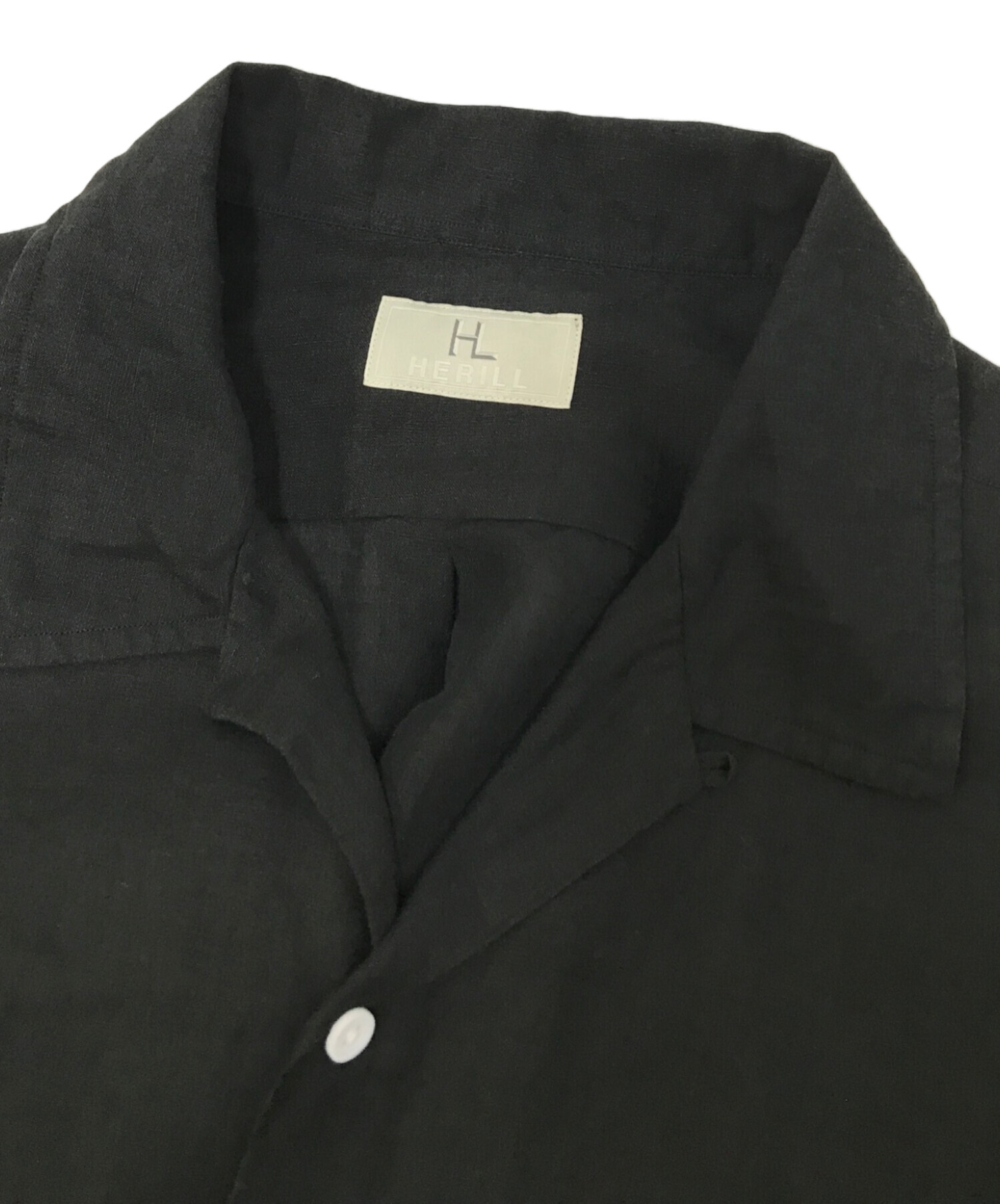 中古・古着通販】HERILL (ヘリル) Linen ramie Open collar ブラック