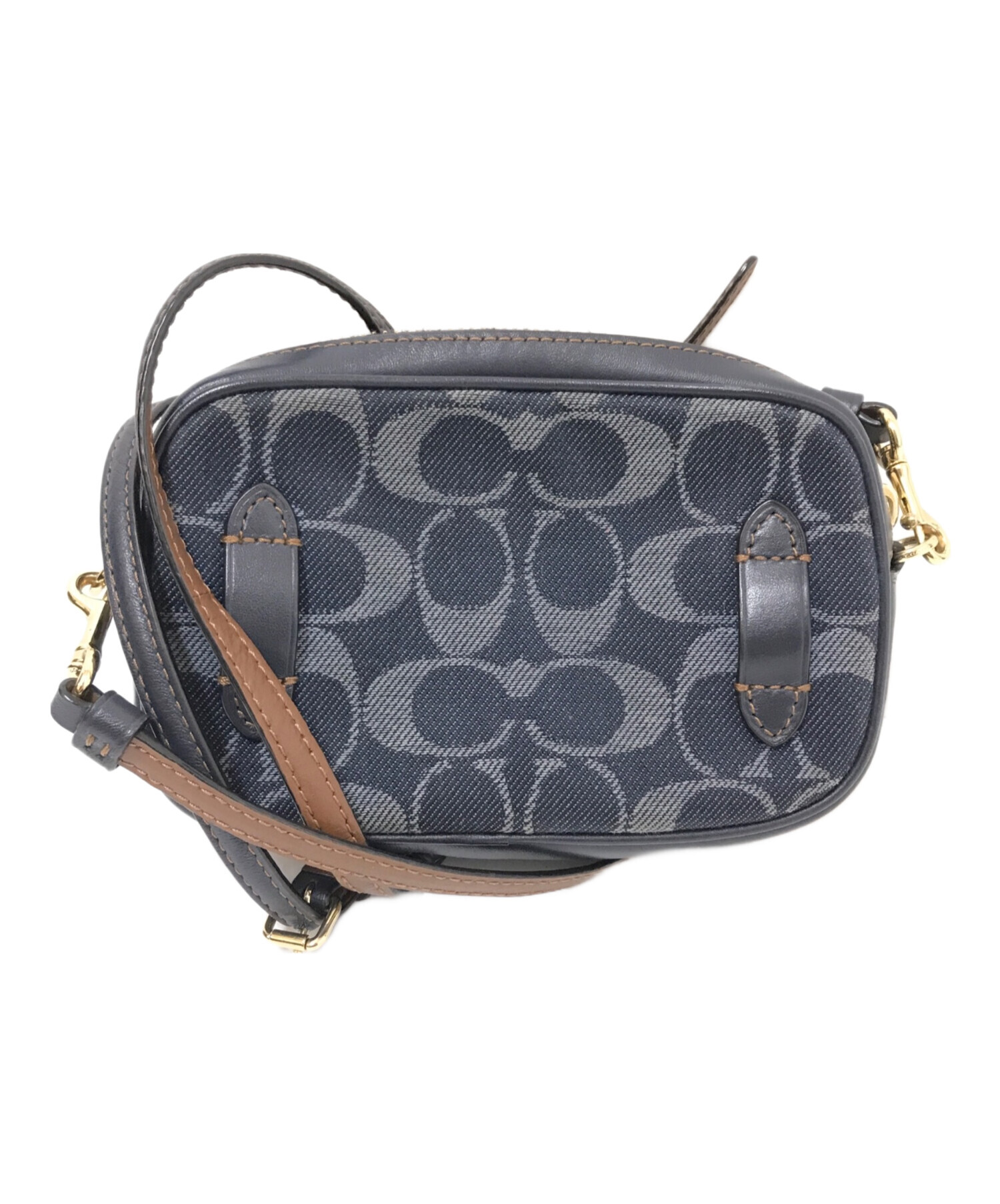 中古・古着通販】COACH (コーチ) ミニショルダーバッグ ネイビー 