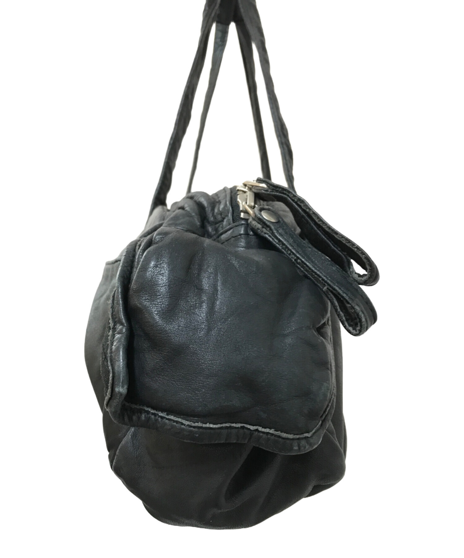 中古・古着通販】Y's (ワイズ) レザーボストンバッグ ブラック サイズ