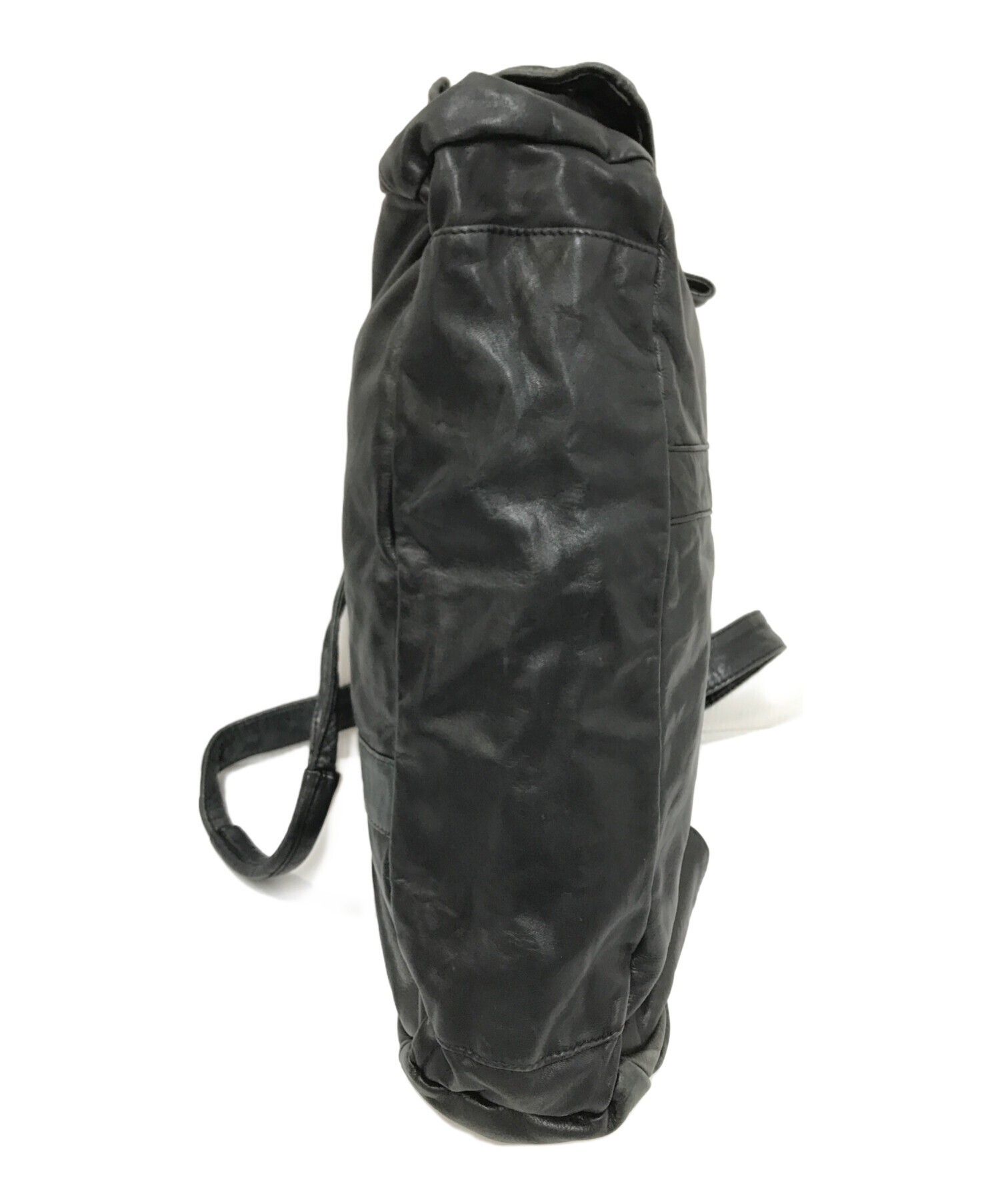 中古・古着通販】Y's (ワイズ) レザーボストンバッグ ブラック サイズ