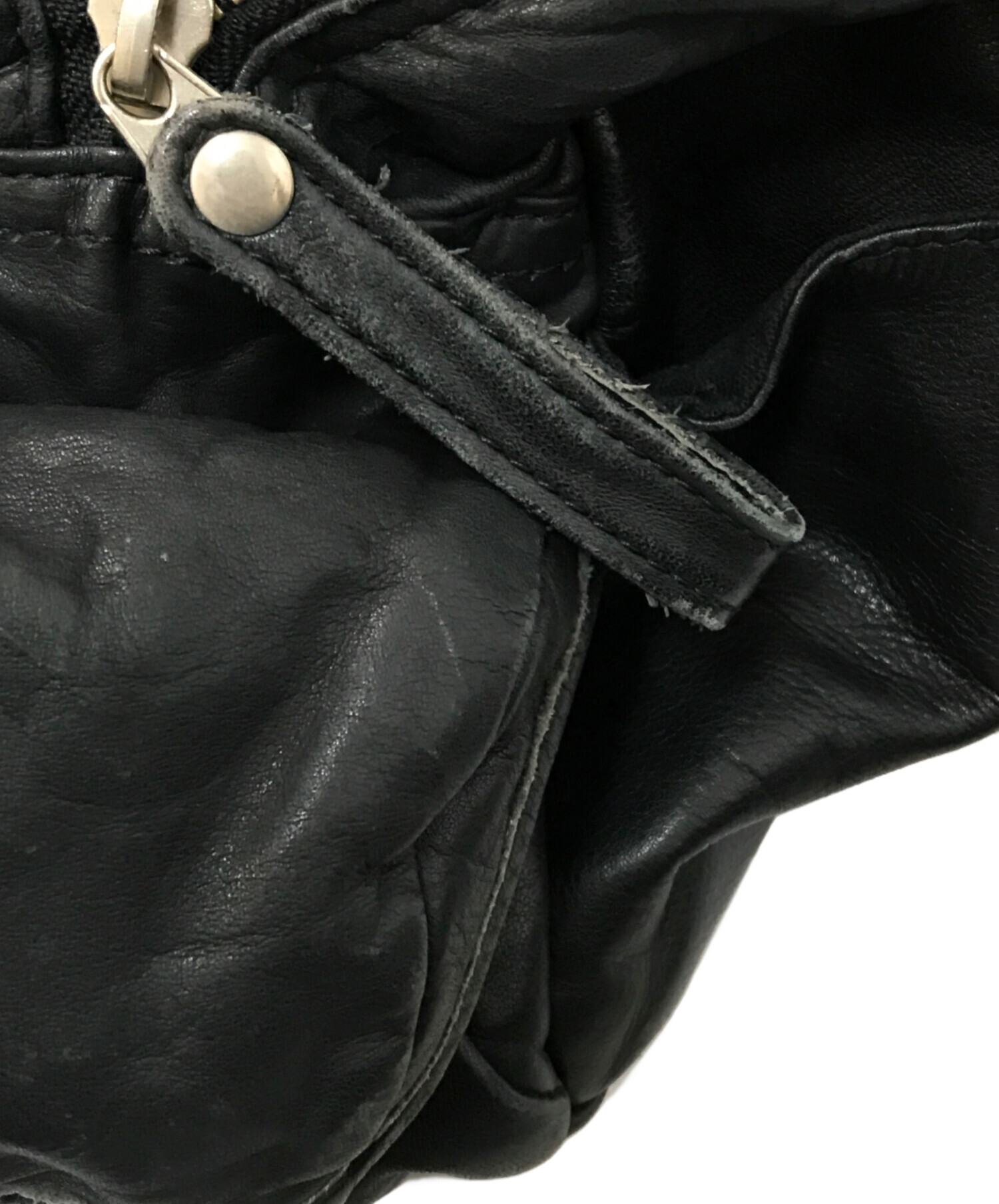 中古・古着通販】Y's (ワイズ) レザーボストンバッグ ブラック サイズ