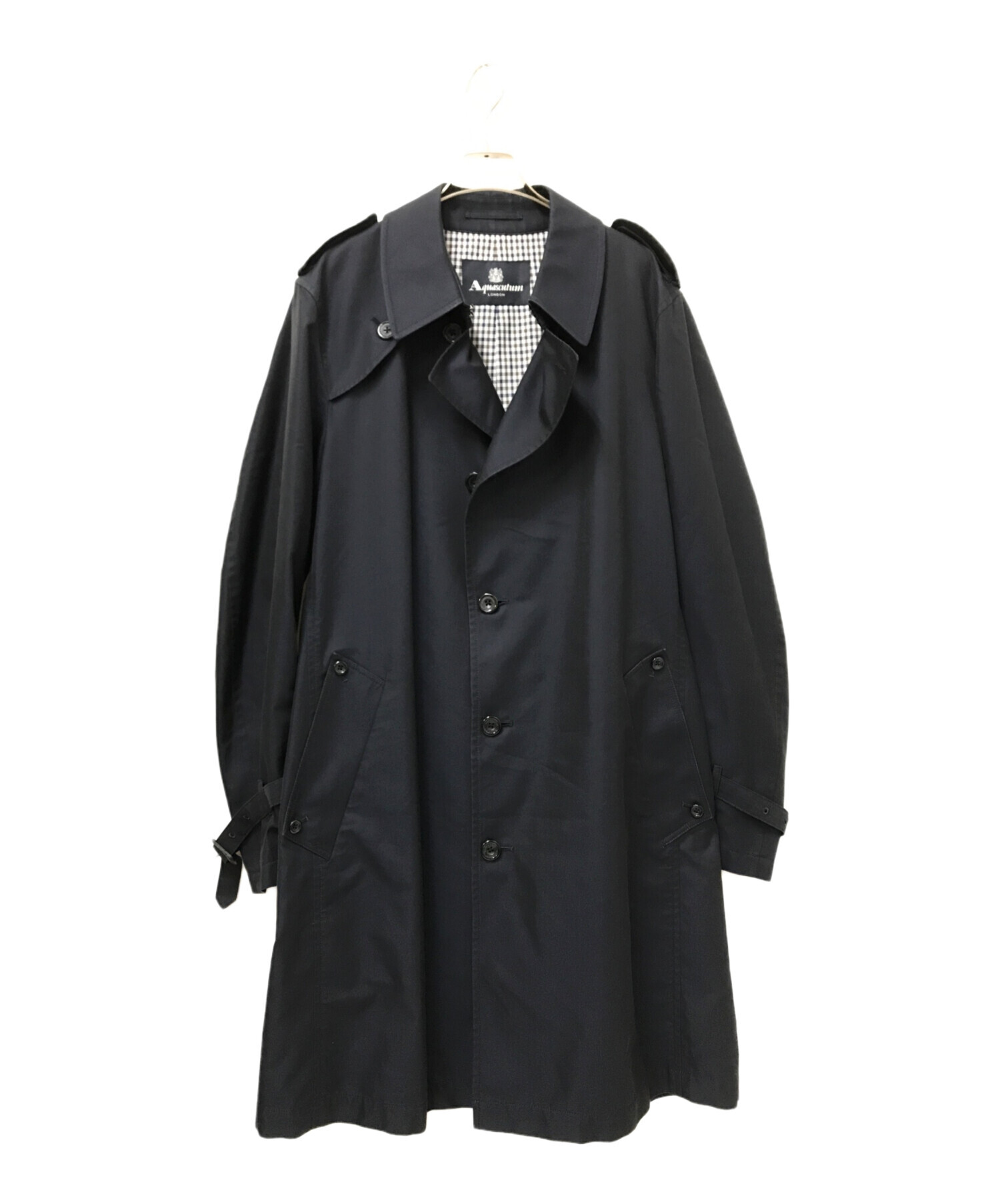 アクアスキュータム　ブラック コート ベルト付き 中古・古着通販】Aquascutum (アクアスキュータム) ベルト付きステン