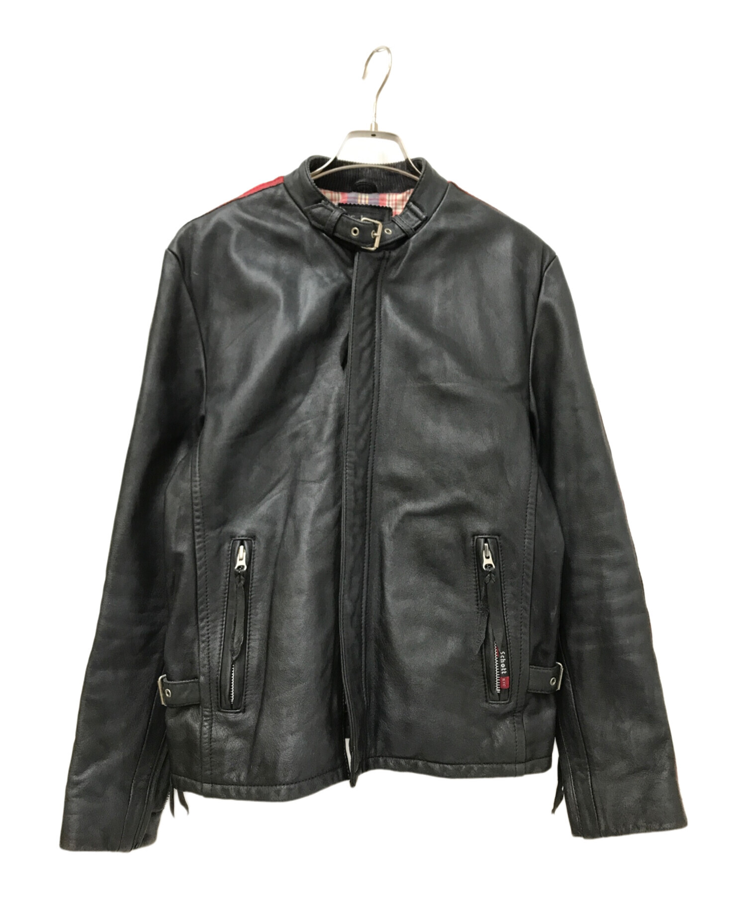 ショット Schott USED加工 カウレザー クラシックレーサージャケット 中古・古着通販】Schott (ショット) Classic Racer Jacket ブラック
