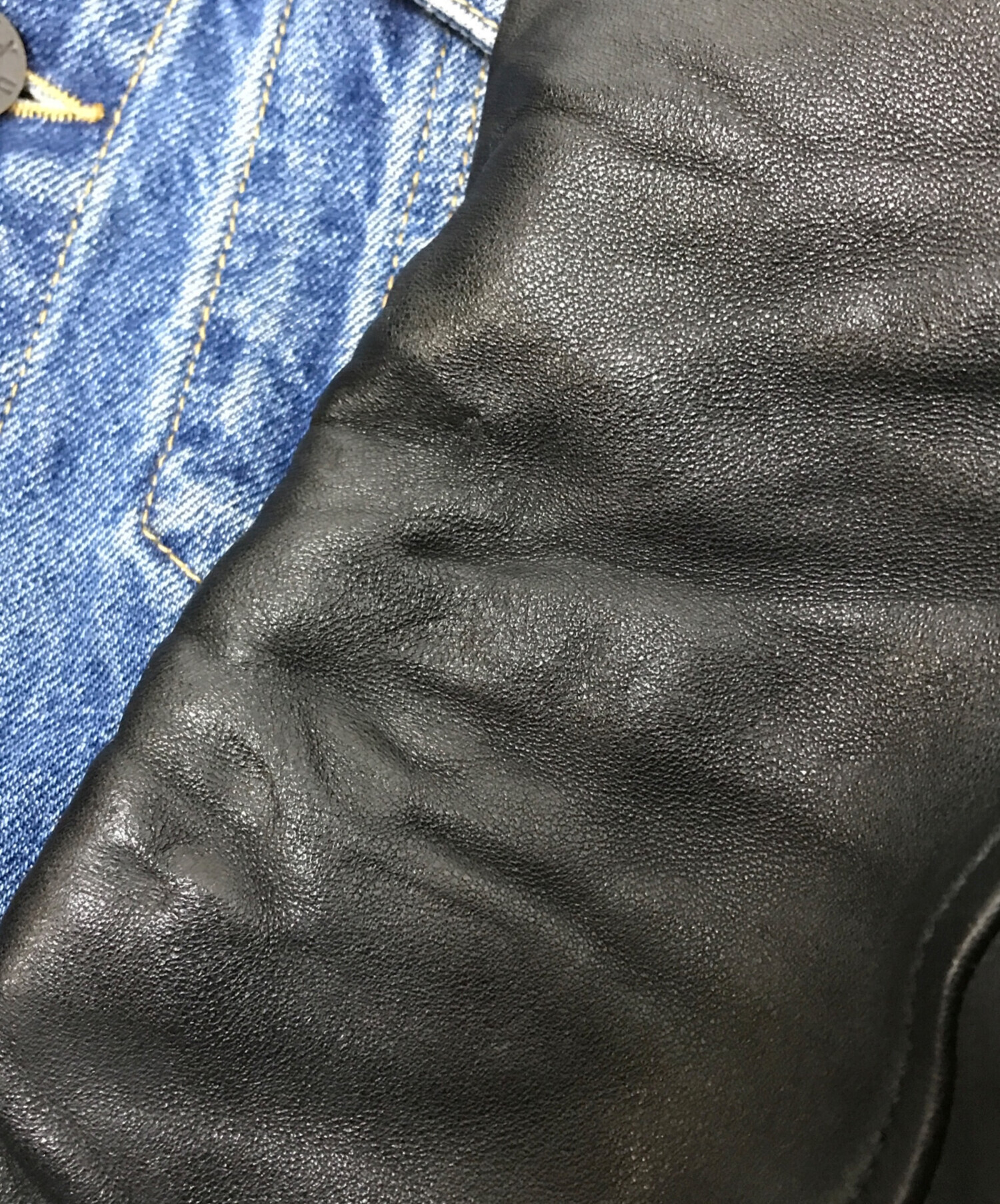 中古・古着通販】AVIREX (アヴィレックス) 袖レザーデニムジャケット