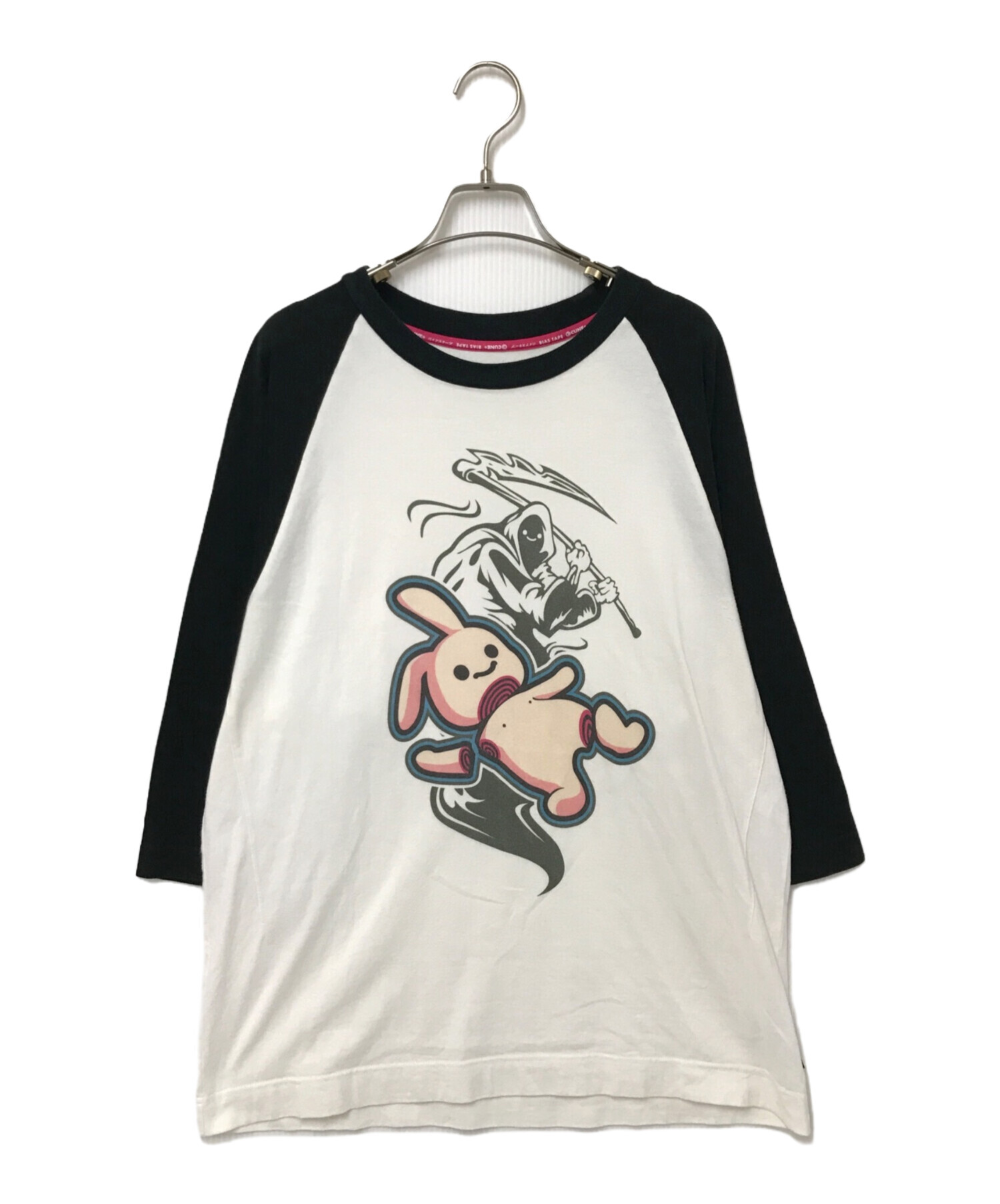 中古・古着通販】CUNE (キューン) ラグランTシャツ ホワイト×ブラック 