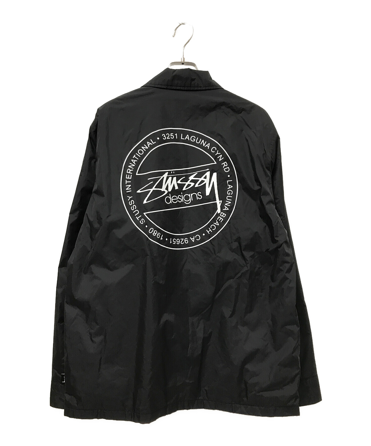 Stussy ブラック ナイロンジャケット Mサイズ　コーチジャケット Stüssy ブラックナイロンジャケット Stussy ブラック ナイロン