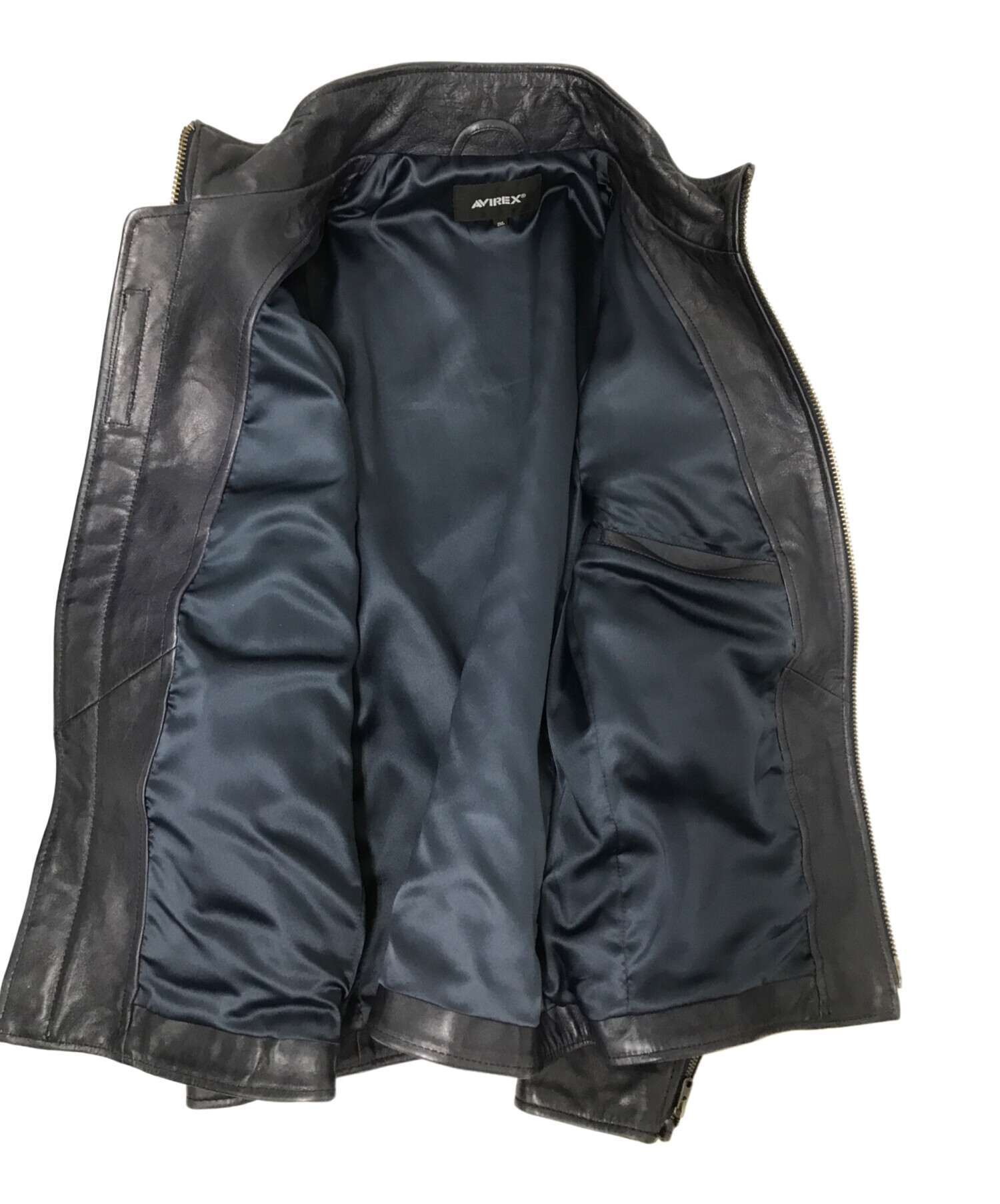未使用級 AVIREX ライダースジャケット L 羊革 黒 レザージャケット AVIREX レザージャケット ライダース 「直営店限定」SINGLE