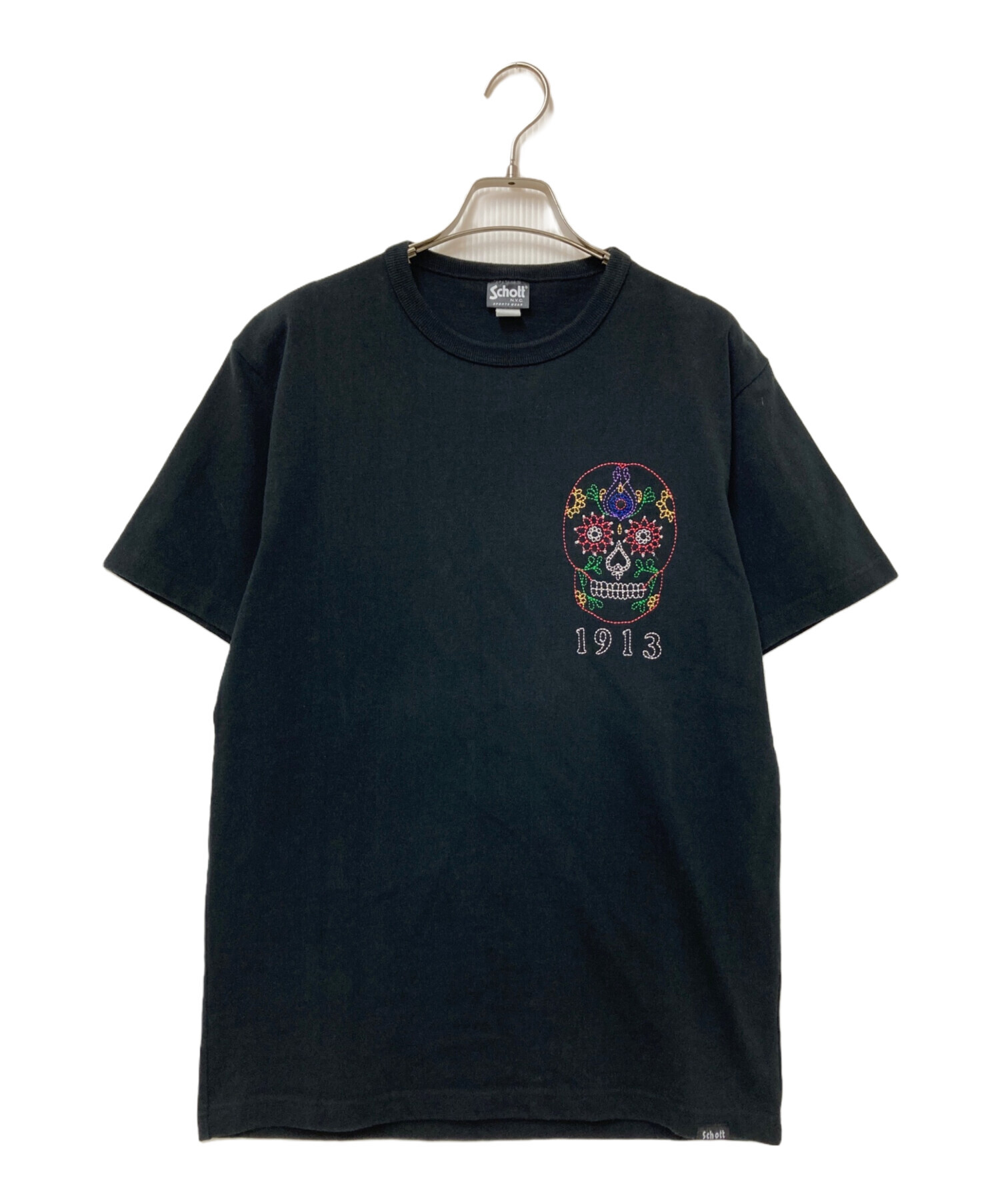 中古・古着通販】Schott (ショット) エンブロイダリースカルTシャツ 