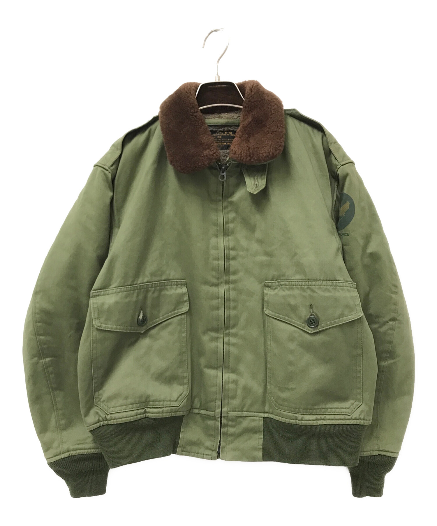 【雰囲気抜群】HOUSTON フライトジャケット　B-10 襟ボア　カーキ　42 中古・古着通販】HOUSTON (ヒューストン) B-10フライトジャケット