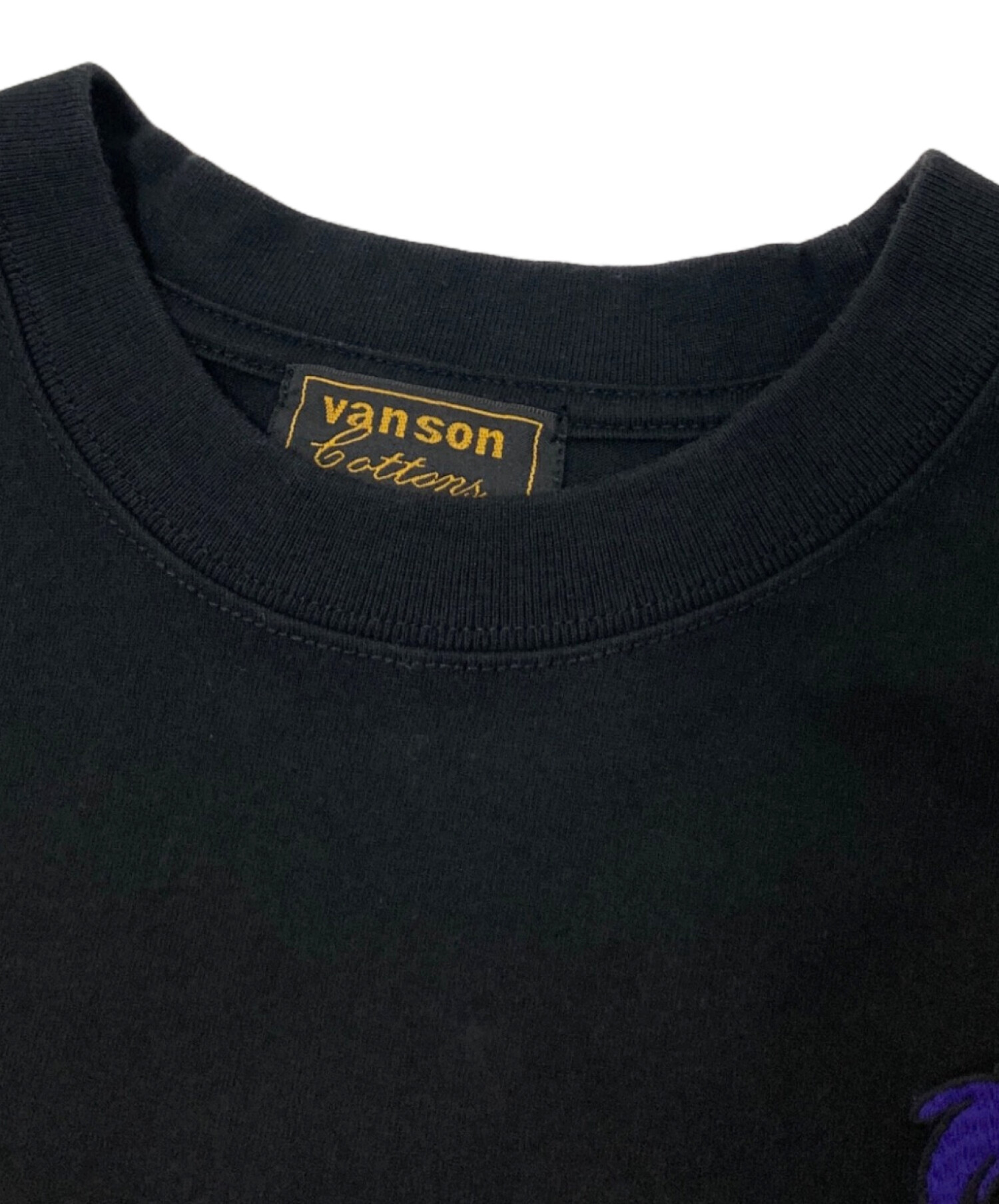中古・古着通販】VANSON (バンソン) 刺繍Tシャツ ブラック サイズ:M 