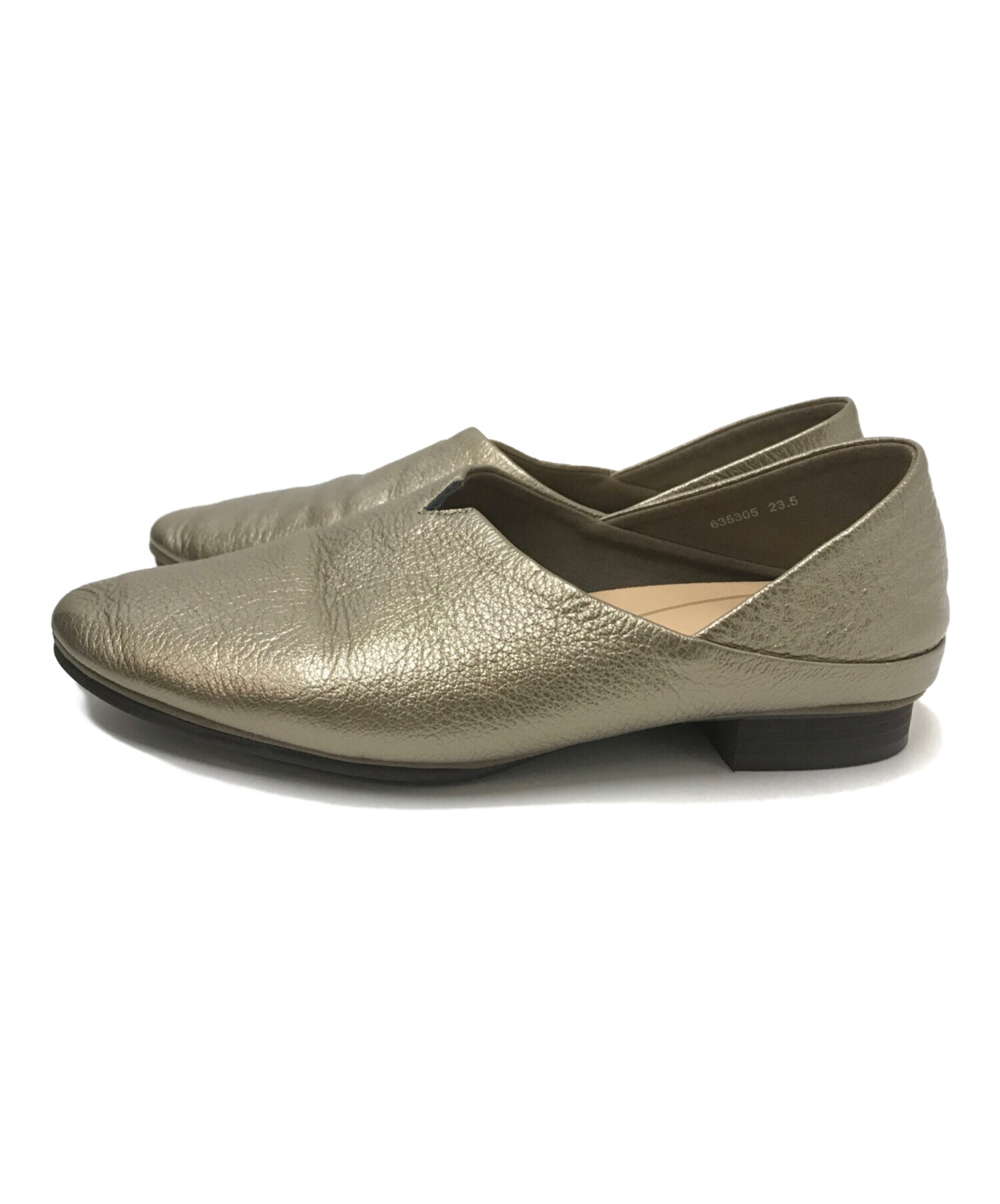 一度着用HIMIKOメリージェーンフラットパンプス23.5シルバー山羊革 一度着用HIMIKOメリージェーンフラットパンプス23.5シルバー山羊革