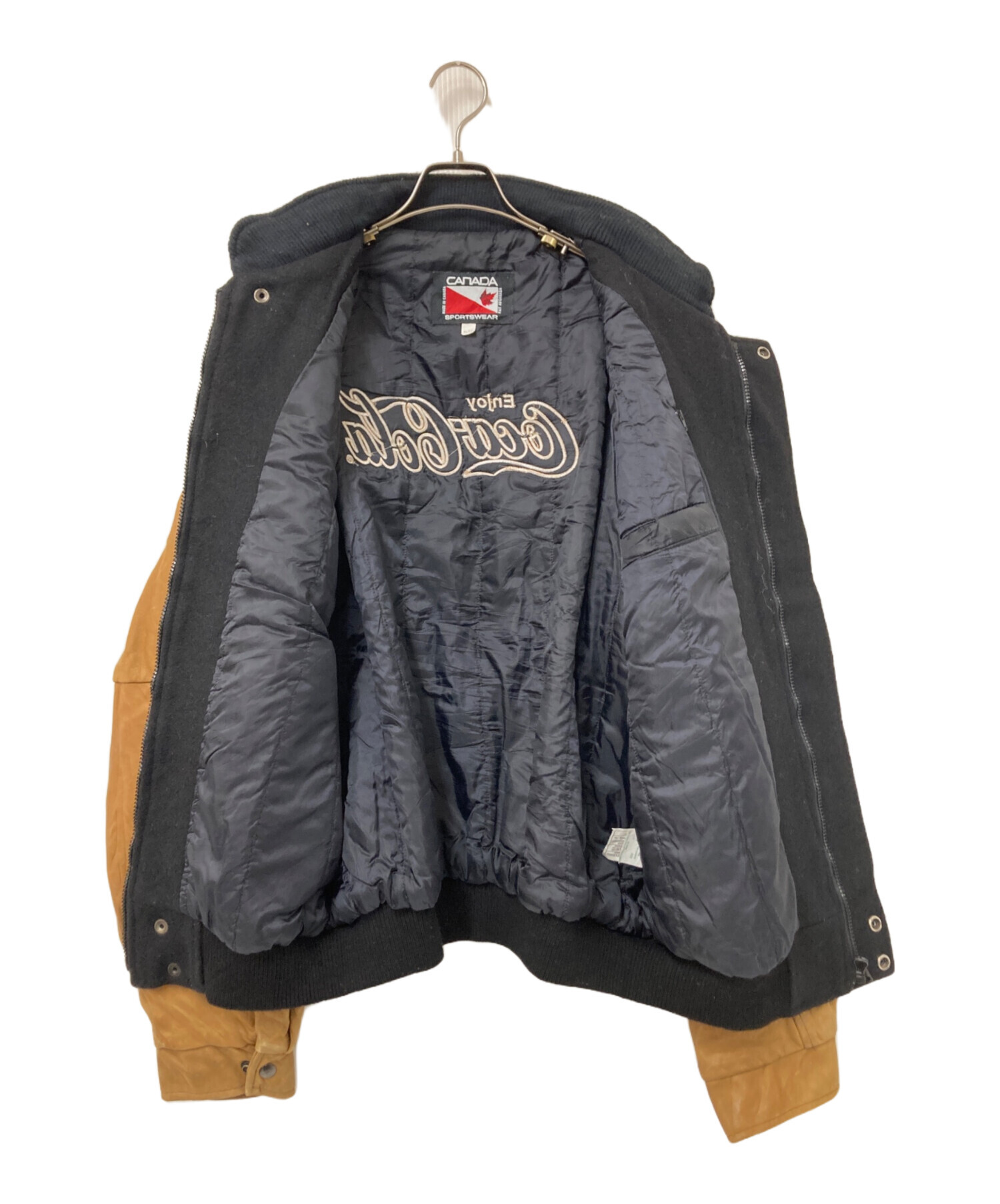 保証価格の譲歩 00s CANADA SPORTS WEAR 襟袖 レザー切り替え 