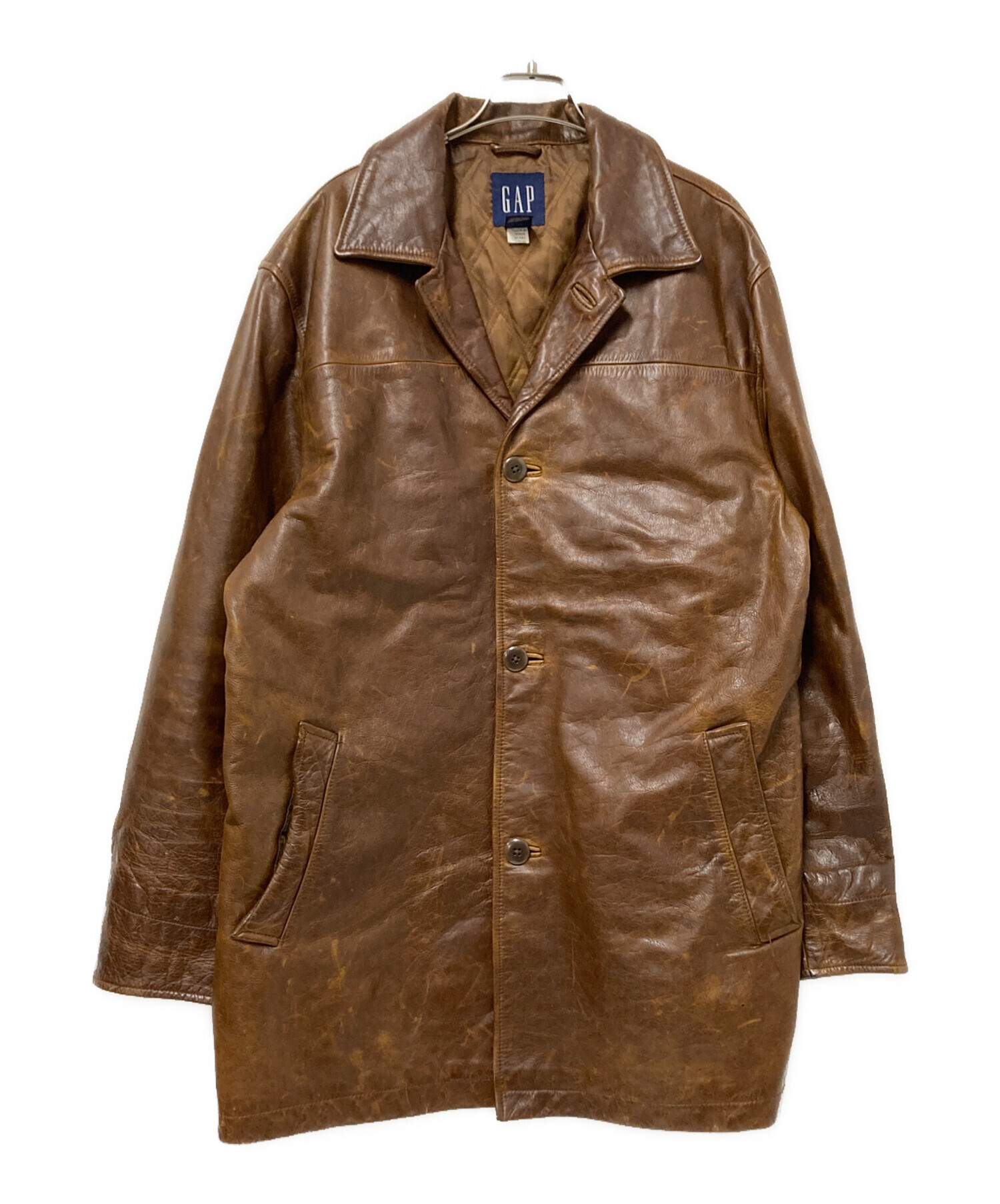 中古・古着通販】GAP (ギャップ) レザーカーコート ブラウン サイズ:L