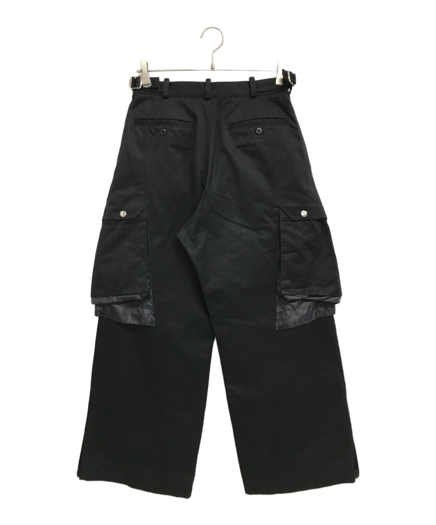 中古・古着通販】Tamme (タム) KNEE TUCK WIDE CARGO PANTS ブラック