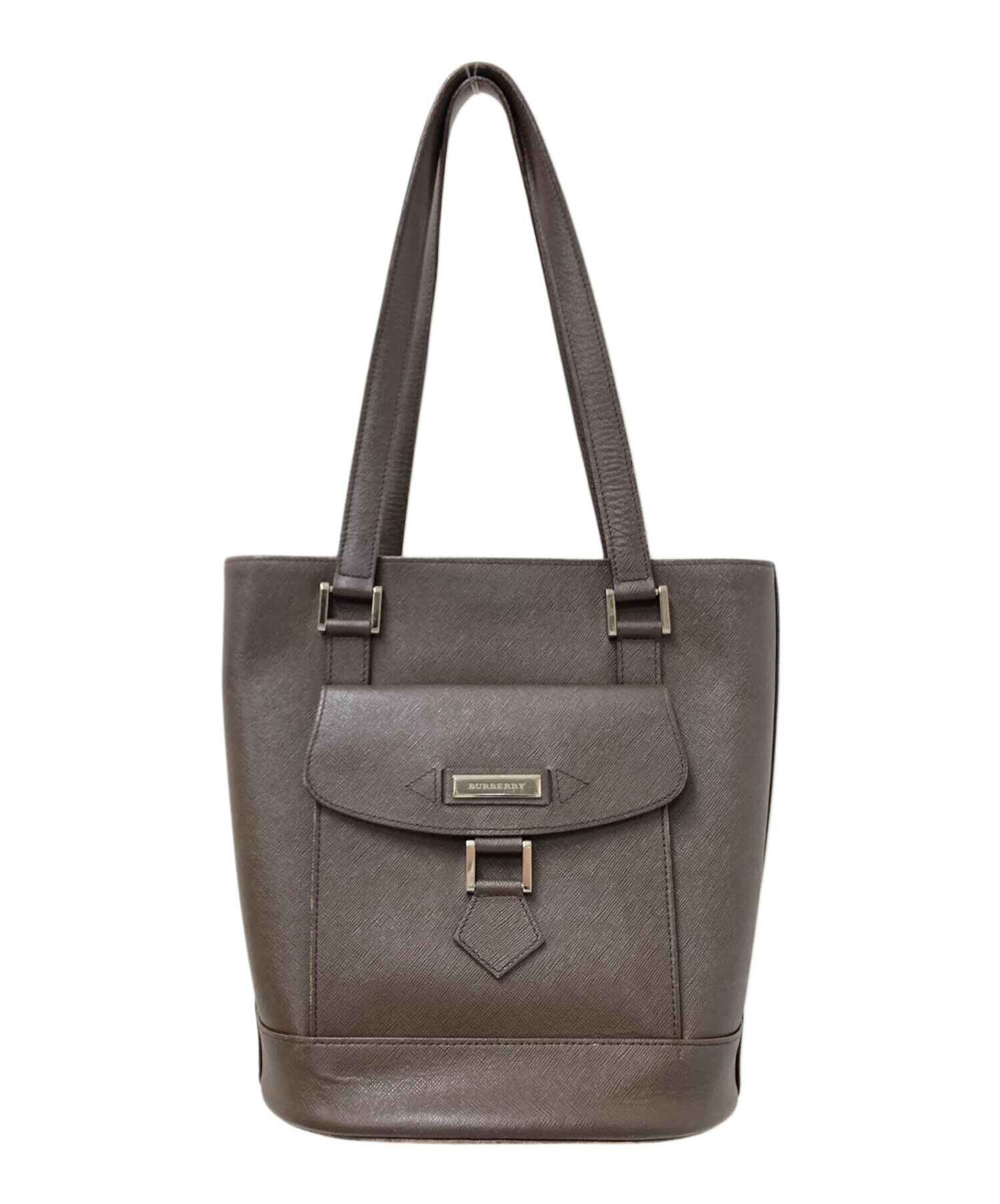 中古・古着通販】BURBERRY (バーバリー) レザートートバッグ ブラウン 