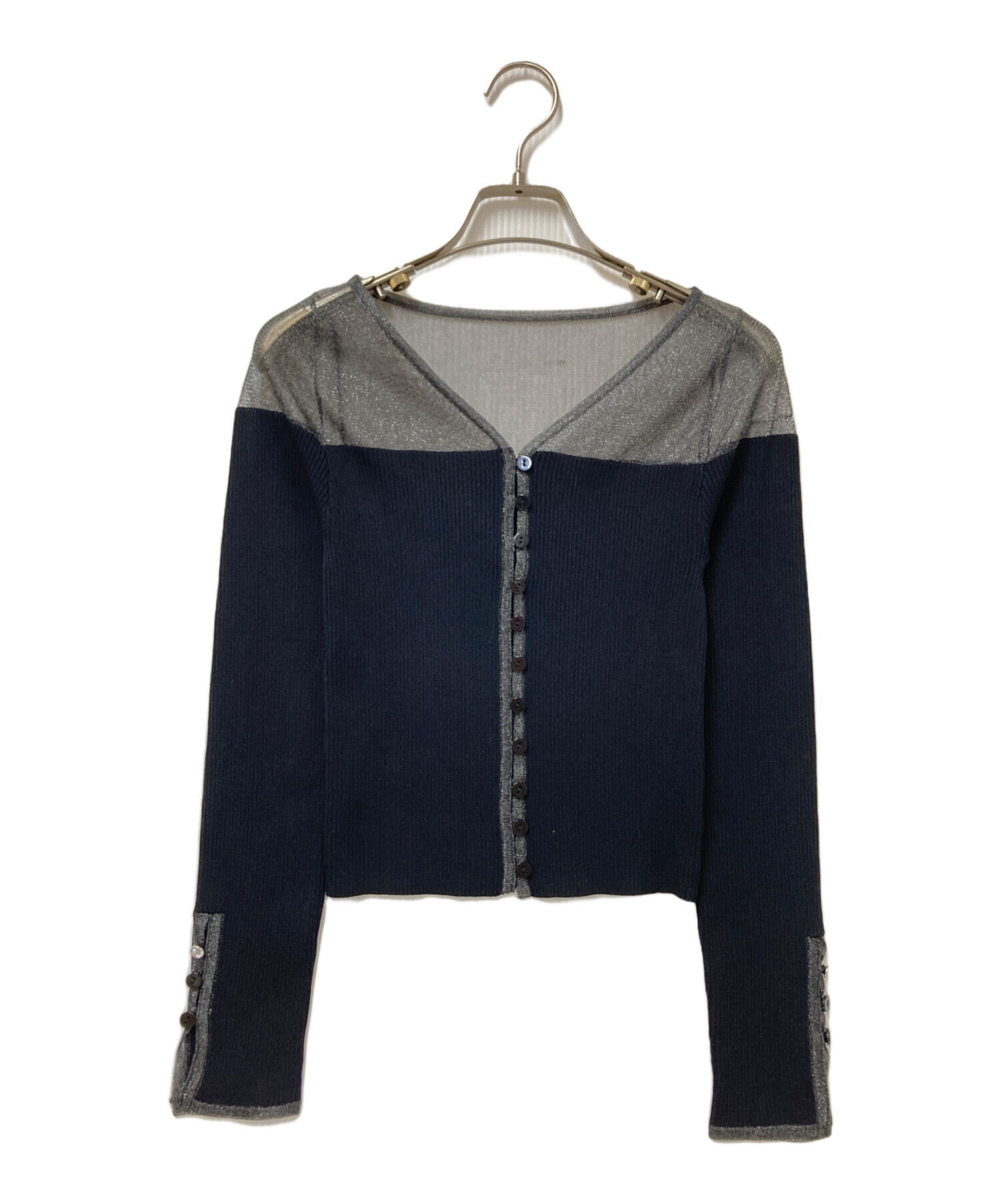 Riu 出品 中古・古着通販】riu (リウ) Sheer switching knit cardigan ブラック