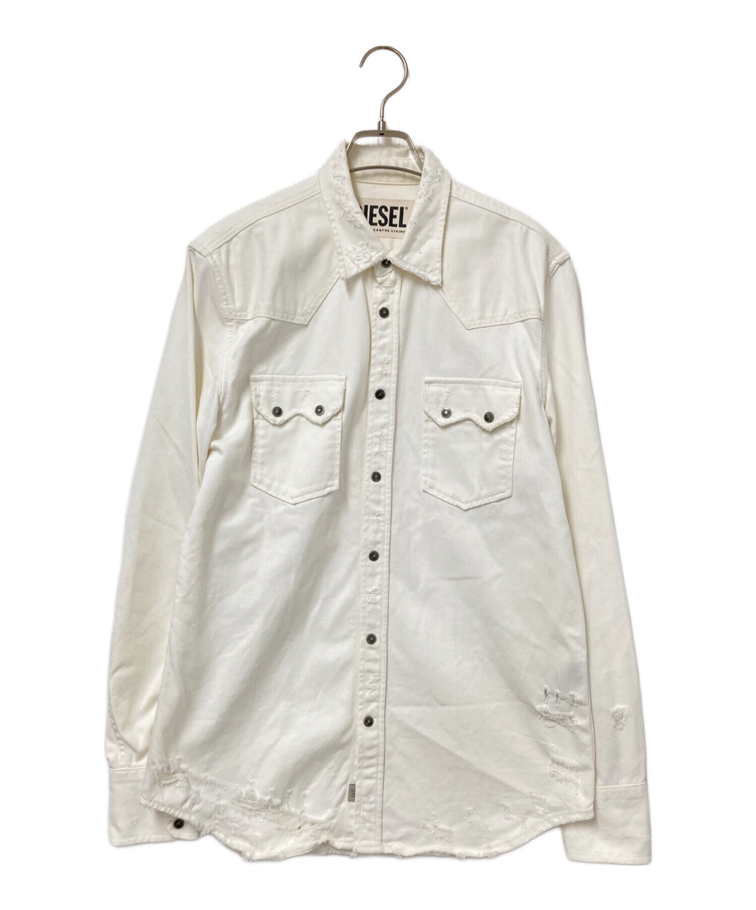 中古・古着通販】DIESEL (ディーゼル) ダメージ加工ウエスタンシャツ 