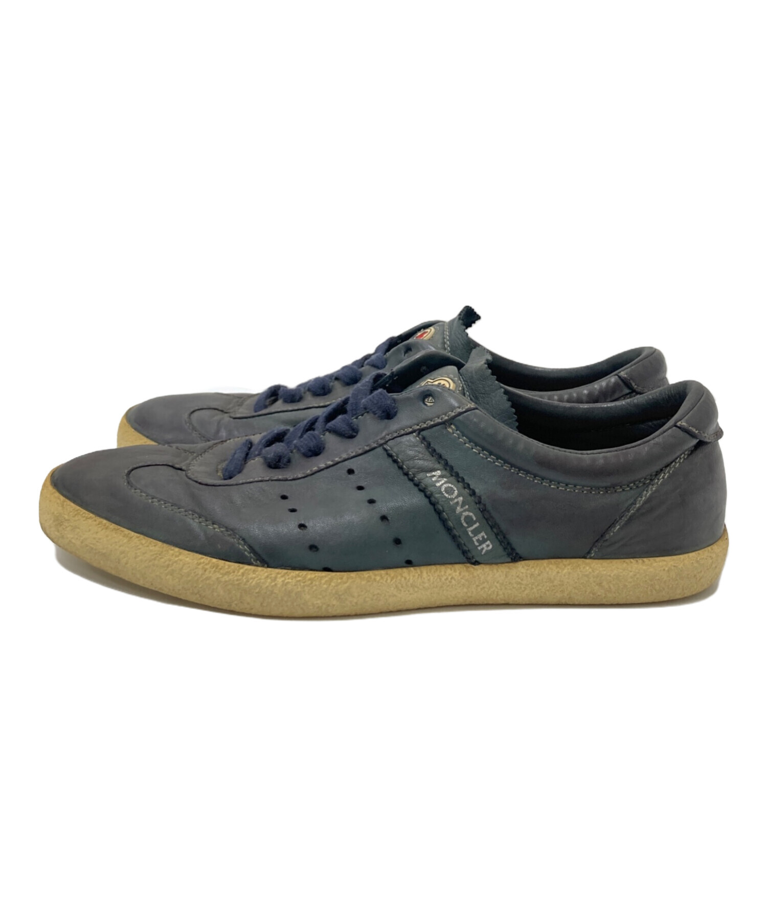 中古・古着通販】MONCLER (モンクレール) レザースニーカー ネイビー 