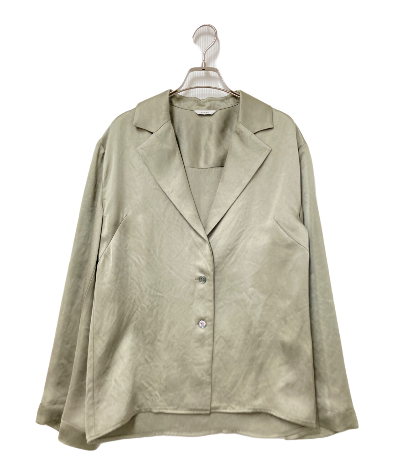 中古・古着通販】CLANE (クラネ) TAILORED SATIN SHIRT オリーブ 
