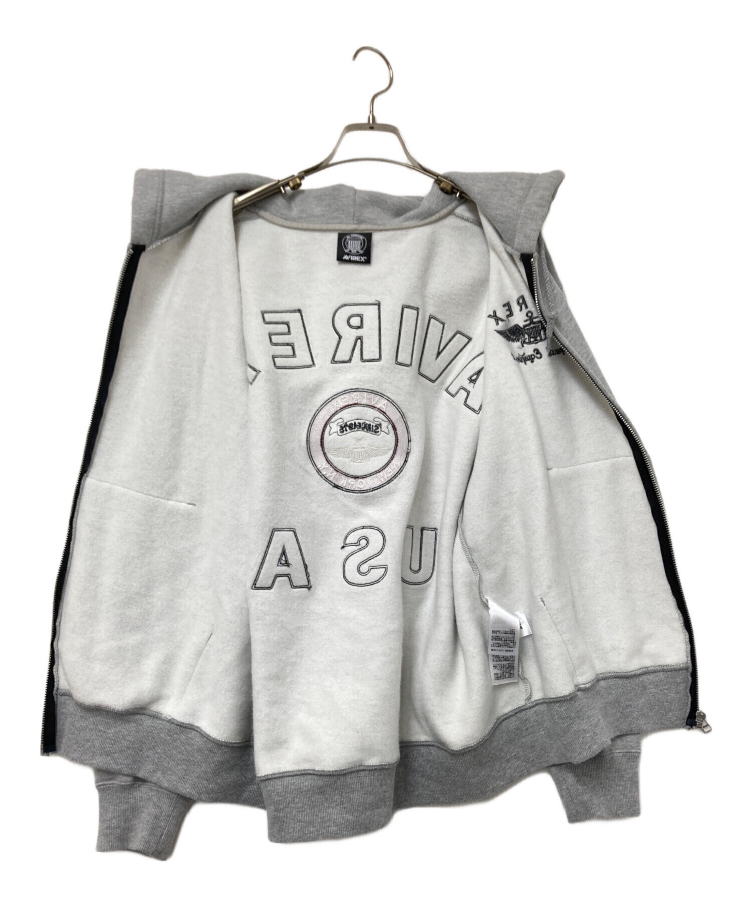 ej25 AVIREX グレー パーカー ビッグロゴ メンズL相当 ej25 AVIREX