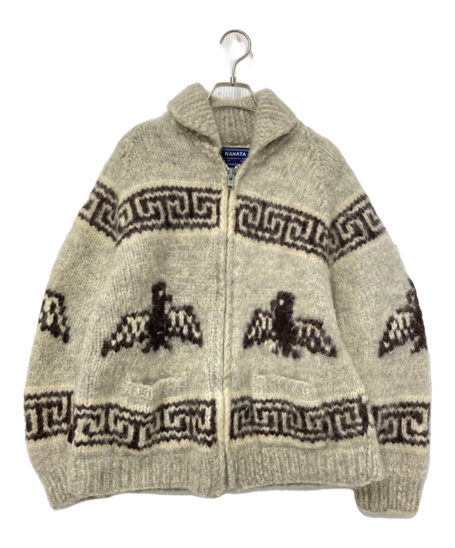 中古・古着通販】KANATA (カナタ) カウチンニットジャケット ベージュ