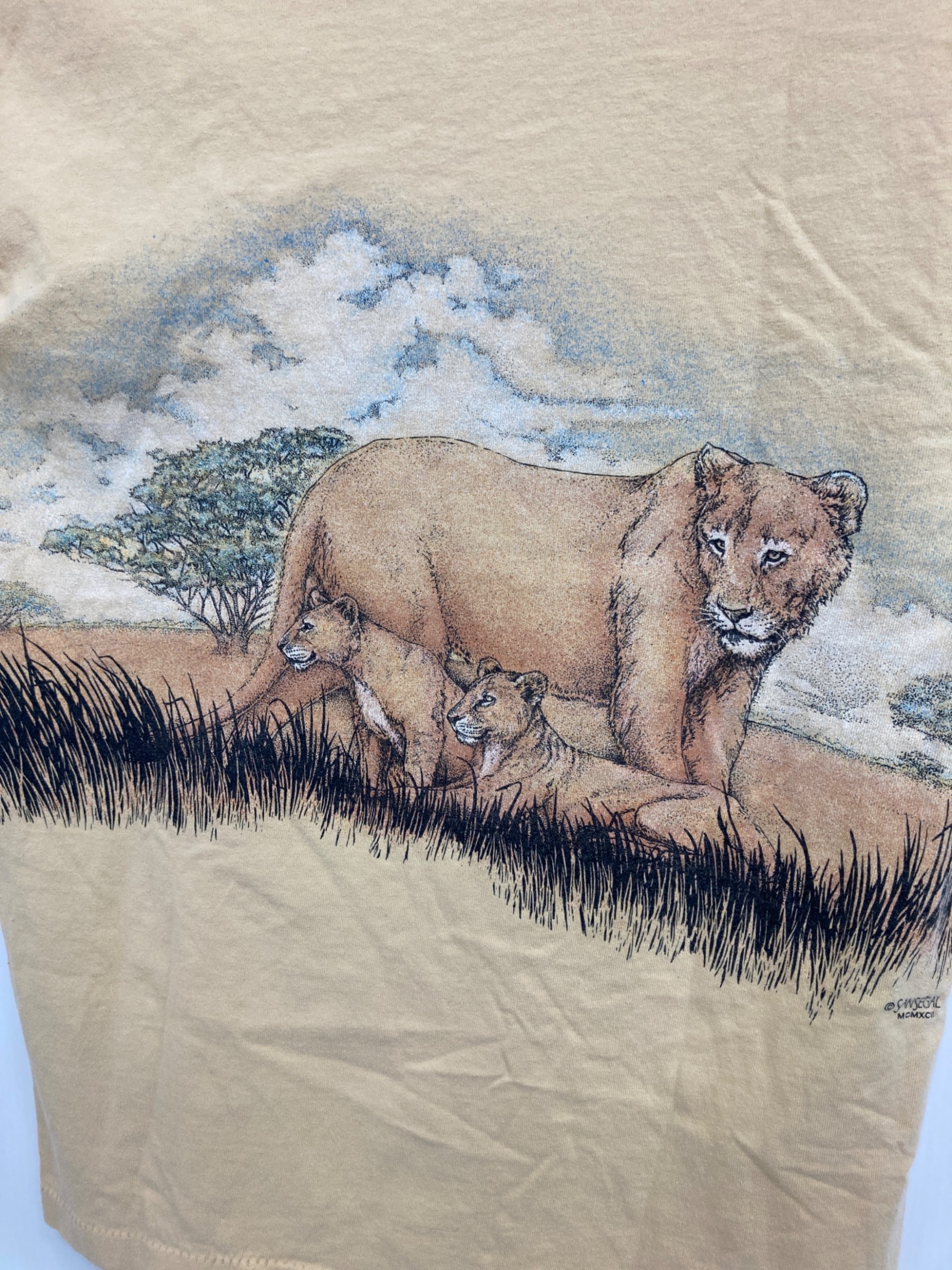 oasis Tシャツ ベージュ anvilボディ 中古・古着通販】anvil (アンヴィル) アニマルTシャツ ベージュ サイズ