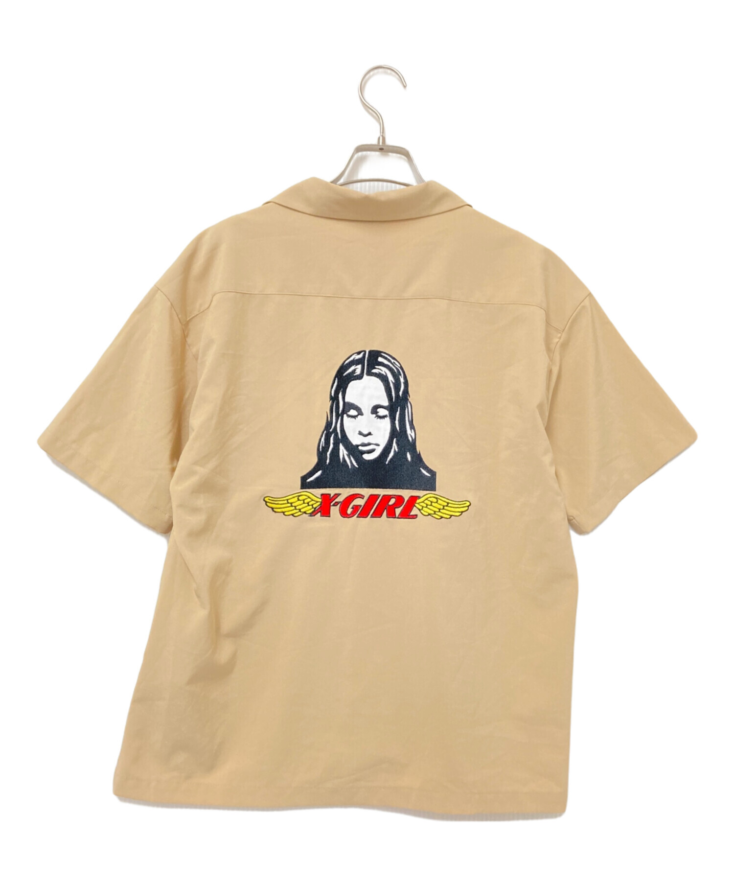 中古・古着通販】X-GIRL (エックスガール) バック刺繍シャツ ベージュ 