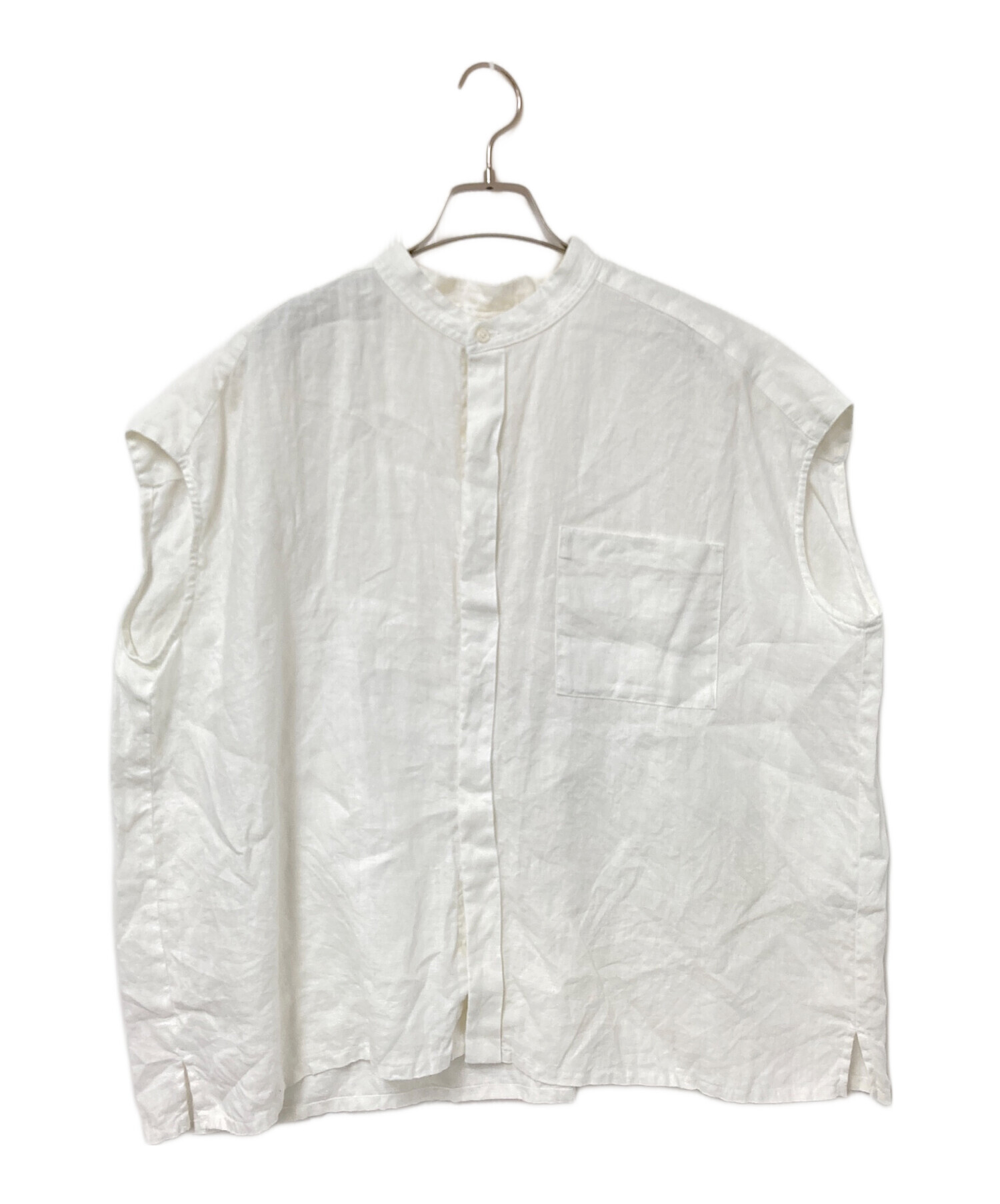 中古・古着通販】KAGURE (カグレ) リネンノースリーブワイドシャツ 
