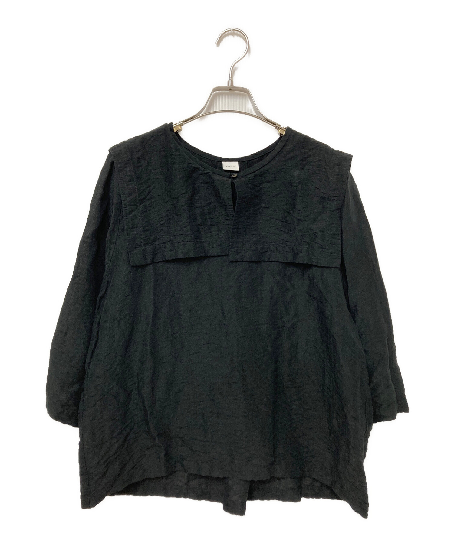 中古・古着通販】KAGURE (カグレ) ビッグカラーブラウス ブラック 