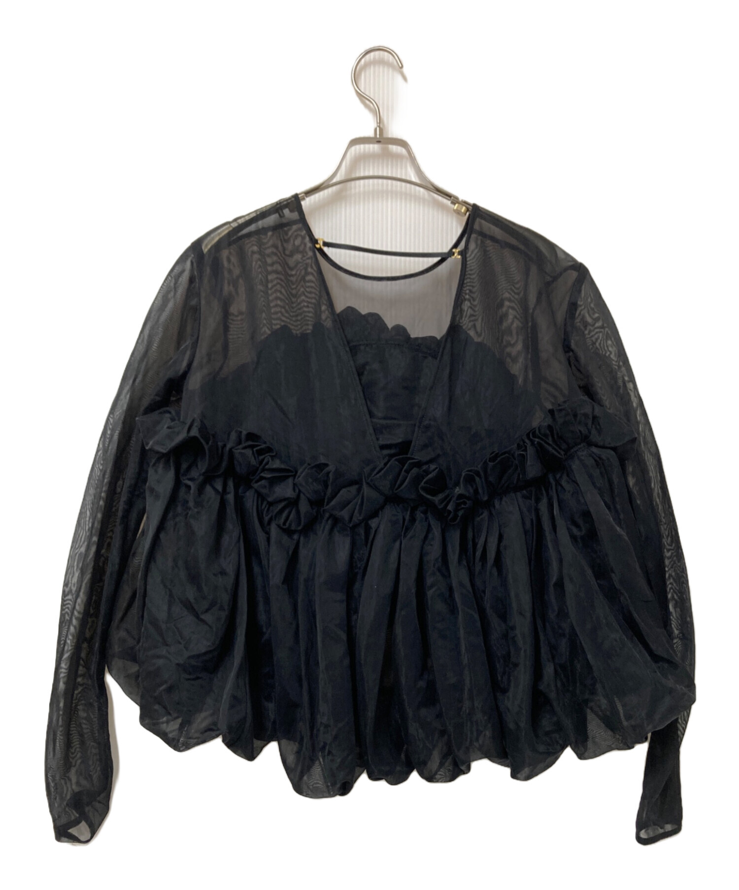 中古・古着通販】HAENGNAE (ヘンネ) SHUMAI SHEER TOPS ブラック