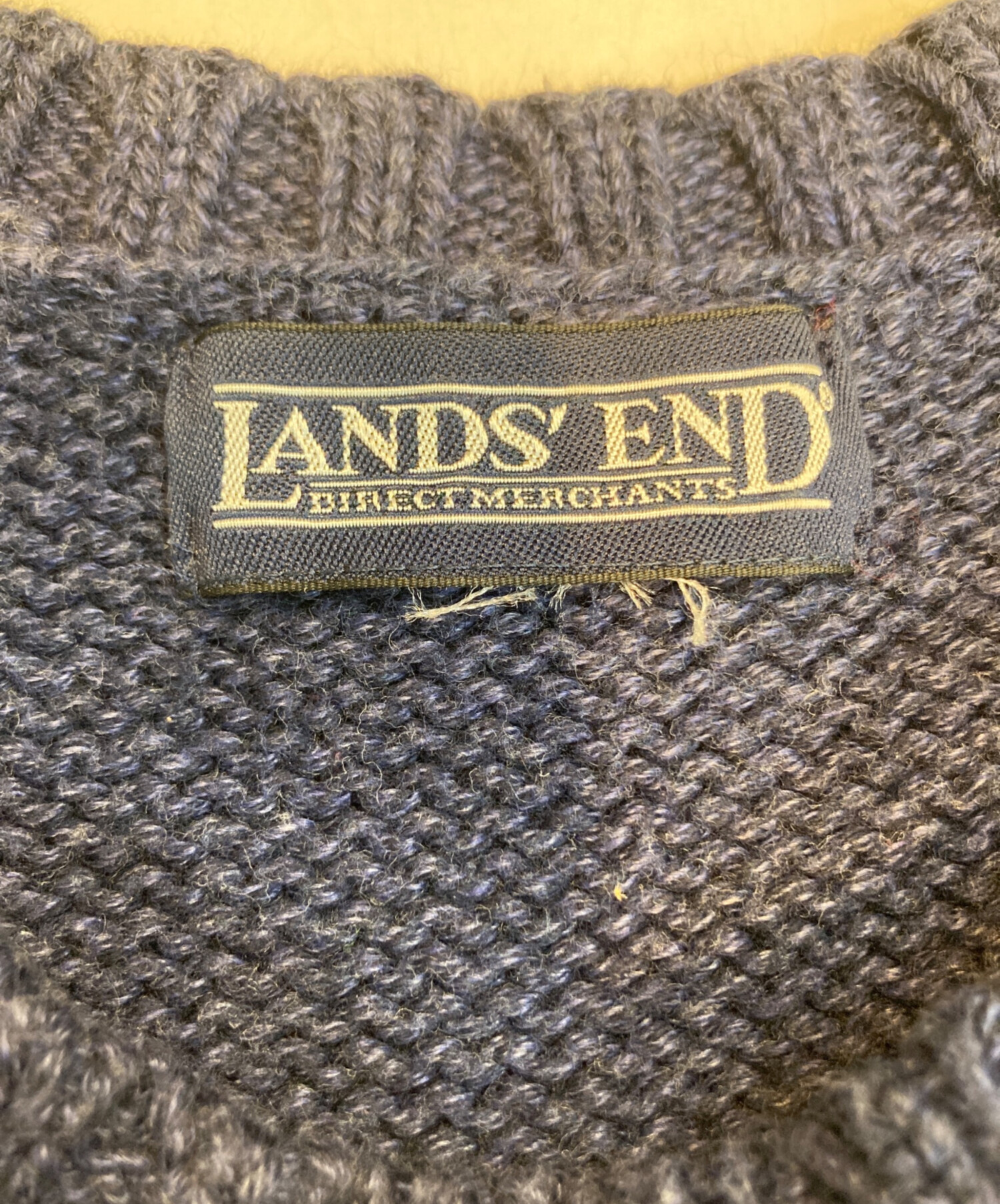 古着 LANDS END ランズエンド 星条旗ニット ベージュ サイズL - 00s 