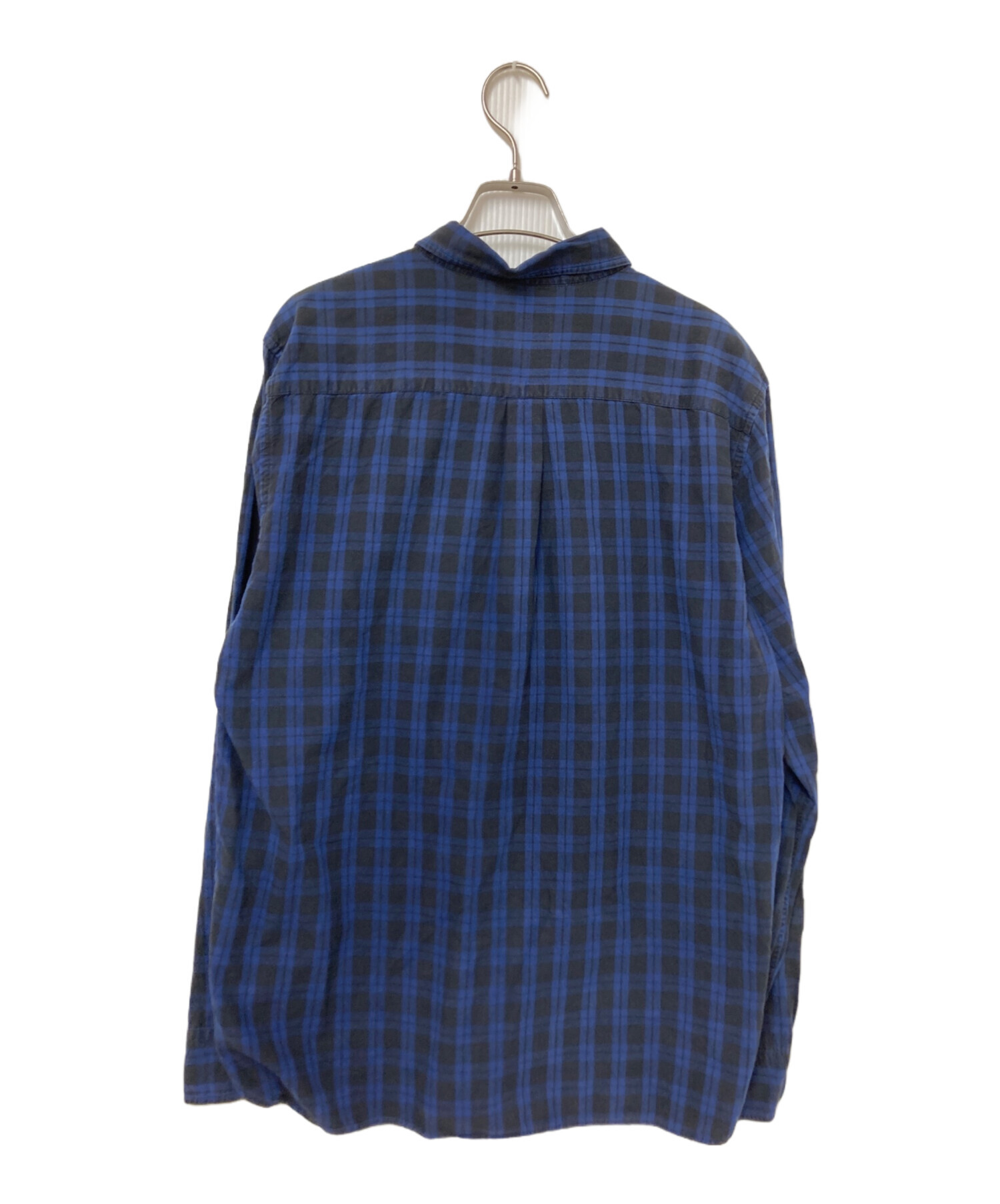 90s 紺タグ stussy チェックシャツ ブルー M 中古・古着通販】stussy (ステューシー) チェックシャツ ブルー
