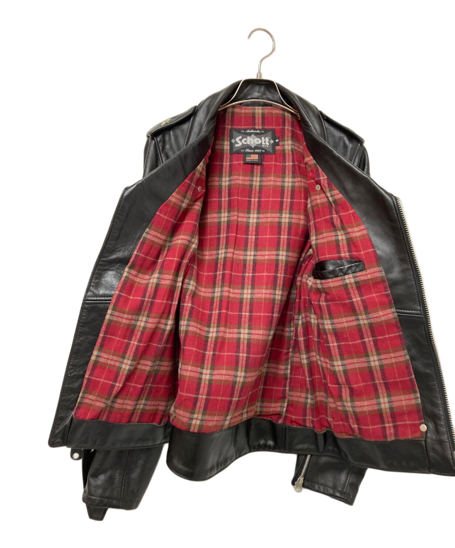 ゆ*様 【訳アリ特価】Made in USA・ヴィンテージ・ショット・ダブルライ 中古・古着通販】Schott (ショット) ダブルライダースジャケット