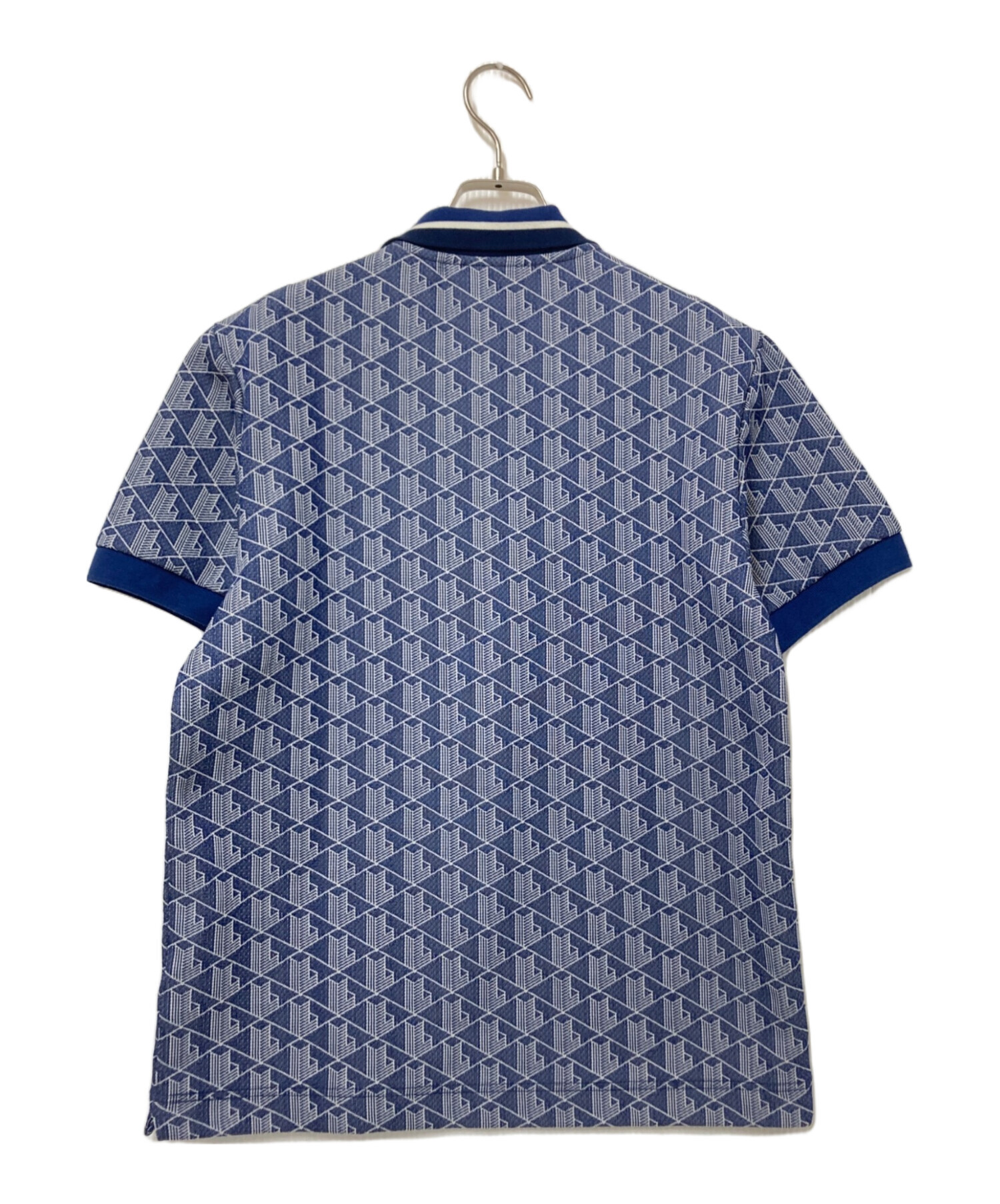 希少　ラコステ　モノグラム　ジャカード　ポロシャツ　ネイビー　US Lサイズ 中古・古着通販】LACOSTE (ラコステ) モノグラムジャカードポロシャツ