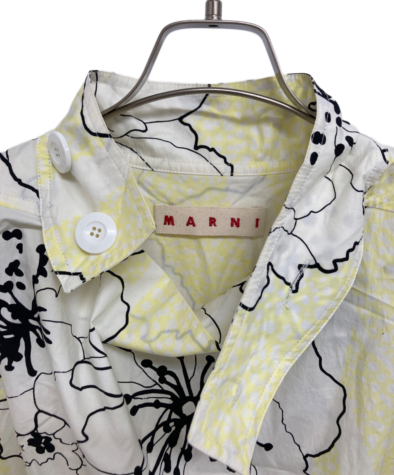 中古・古着通販】MARNI (マルニ) 花柄ワンピース ホワイト×イエロー 