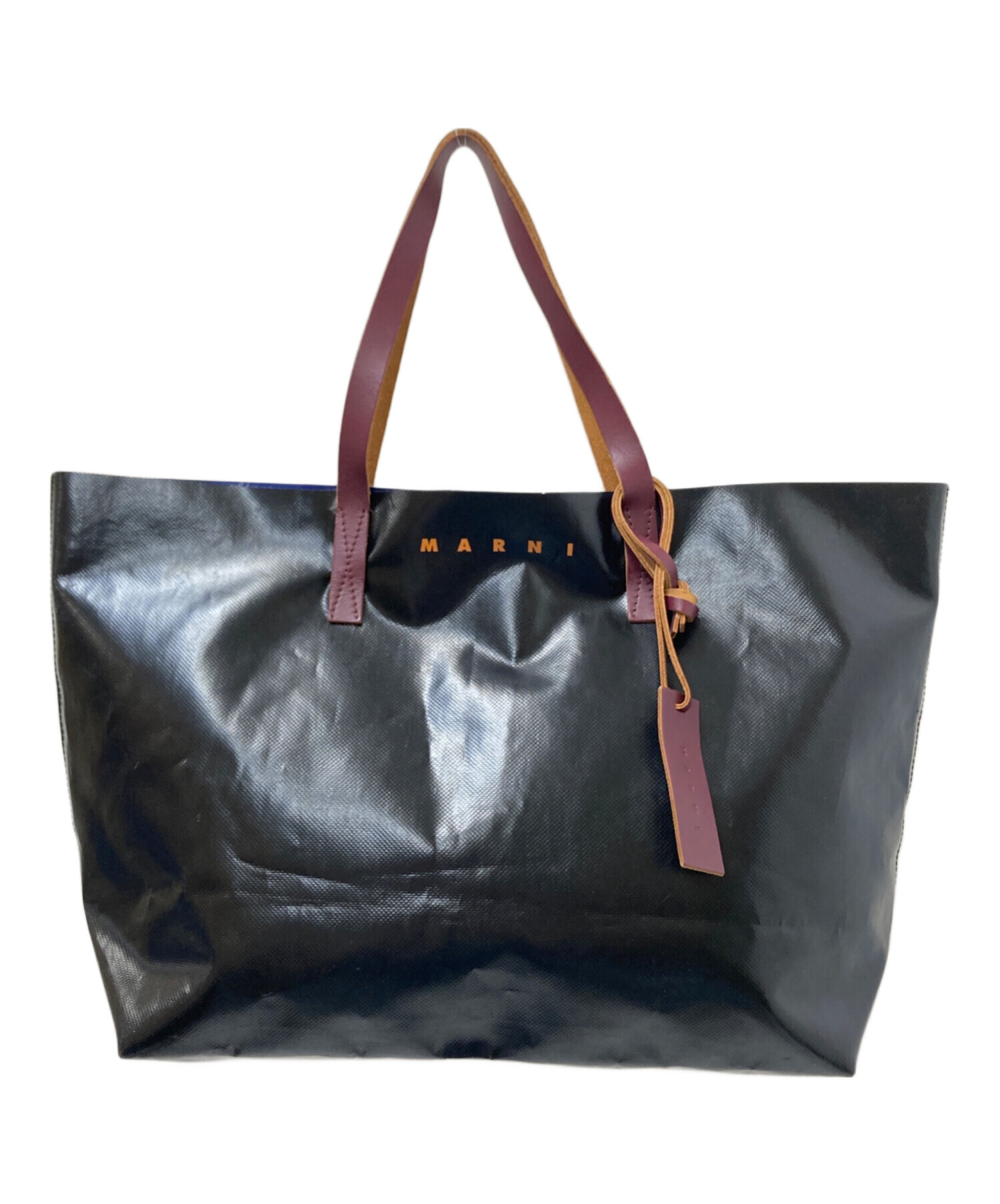 中古・古着通販】MARNI (マルニ) PVCトートバッグ ブラック×ブルー 